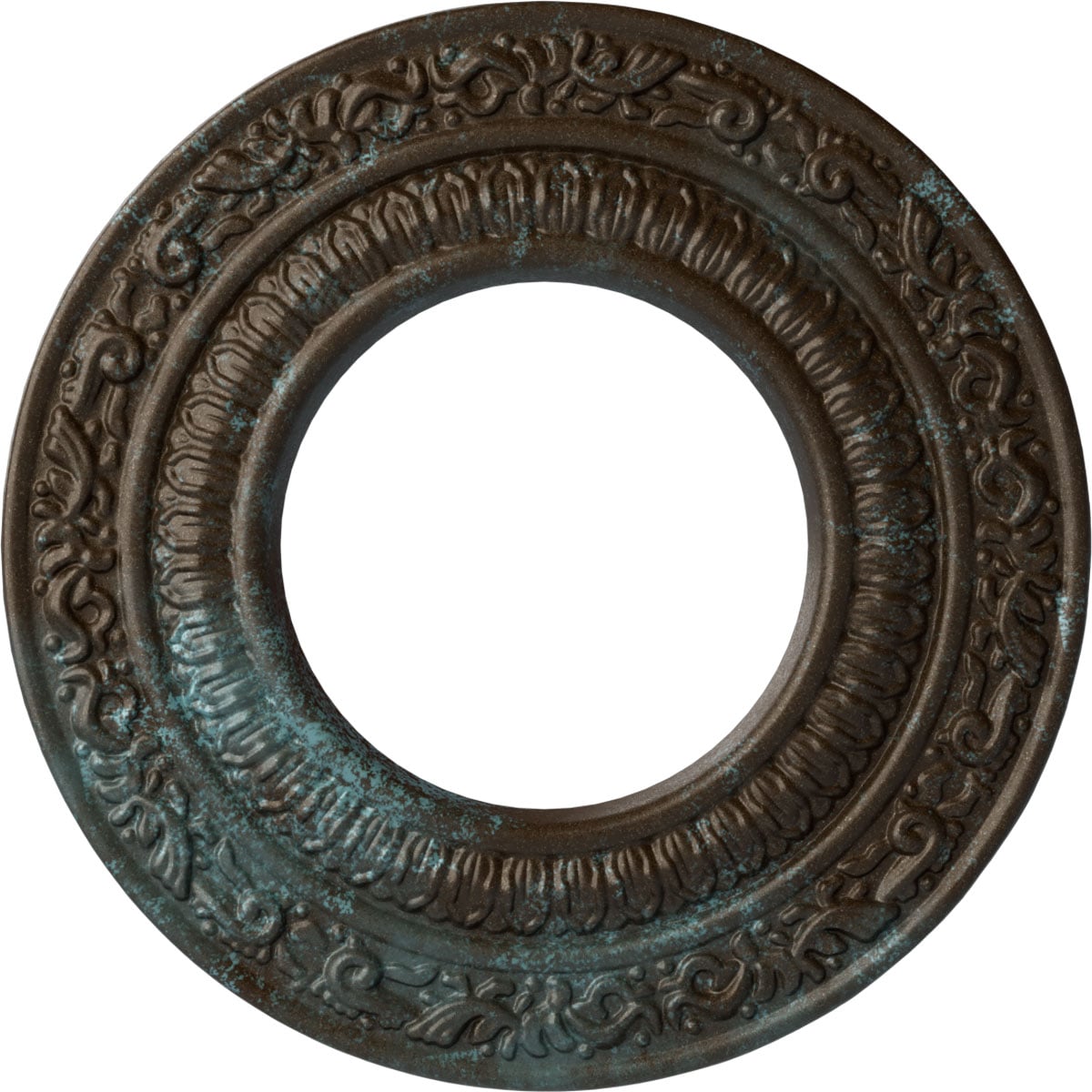 Ekena Millwork CM08ADBBS Andrea 8.125-in W x 8.125-in L Painted Bronze Blue Patina Polyurethane Whole Ceiling Medallion