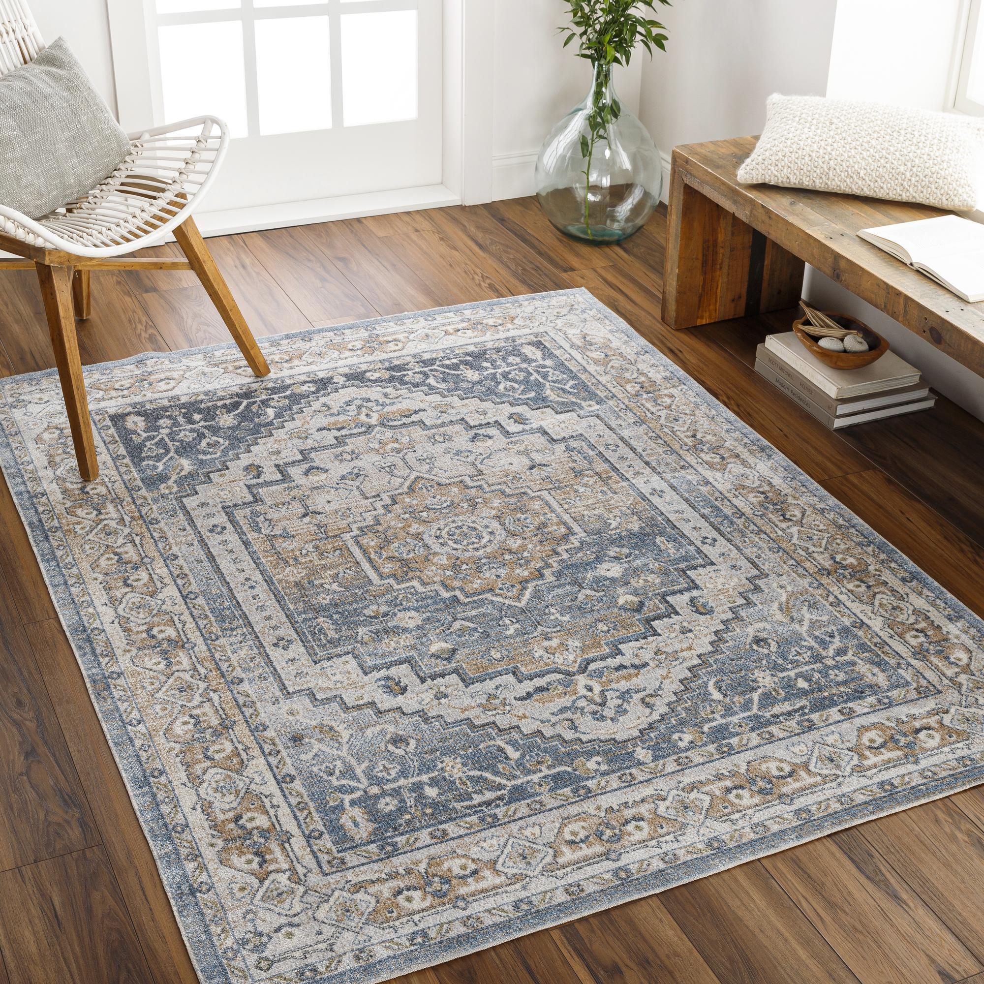 Livabliss LLL2323-537 Lillian 5 x 8 (ft) Polyester Charcoal/camel Rectangular Indoor Medallion Vintage Machine washable Area rug
