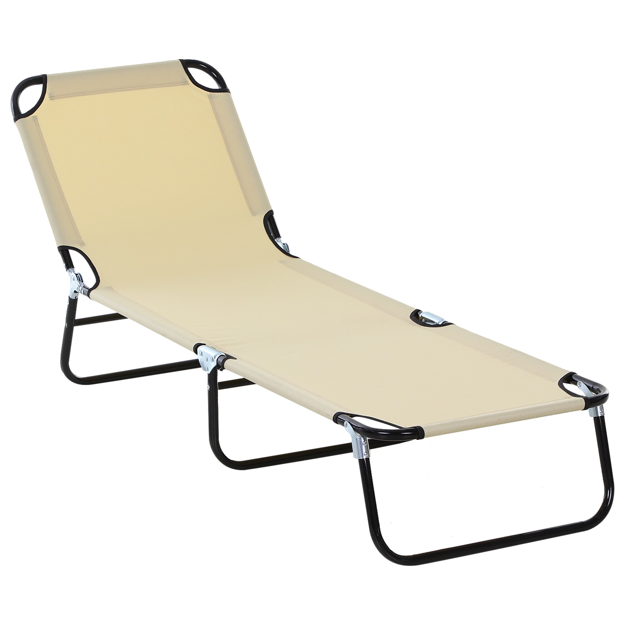 LOVMOR -  Beige Steel Frame Lounge Chair Recliner 265-lb Capacity 5 Adjustable Positions Foldable...