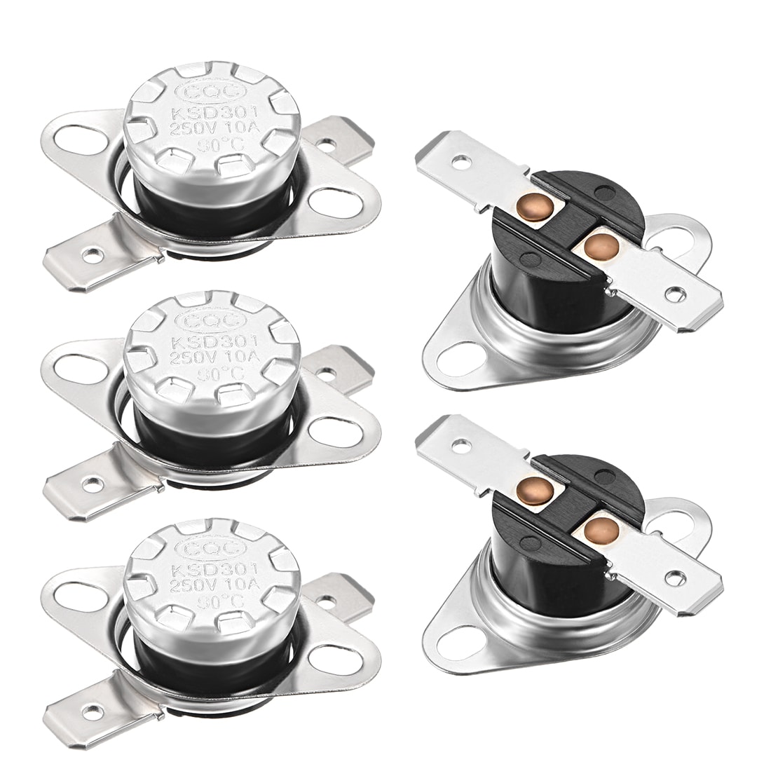 Unique Bargains KSD301 Thermostat 90 Degrees Celsius/194 Degrees Fahrenheit 10A Normally Closed Adjust Snap Disc Temperature Switch for Microwave Oven Coffee Makers 5pcs Bakelite Material #S26011900UX6136