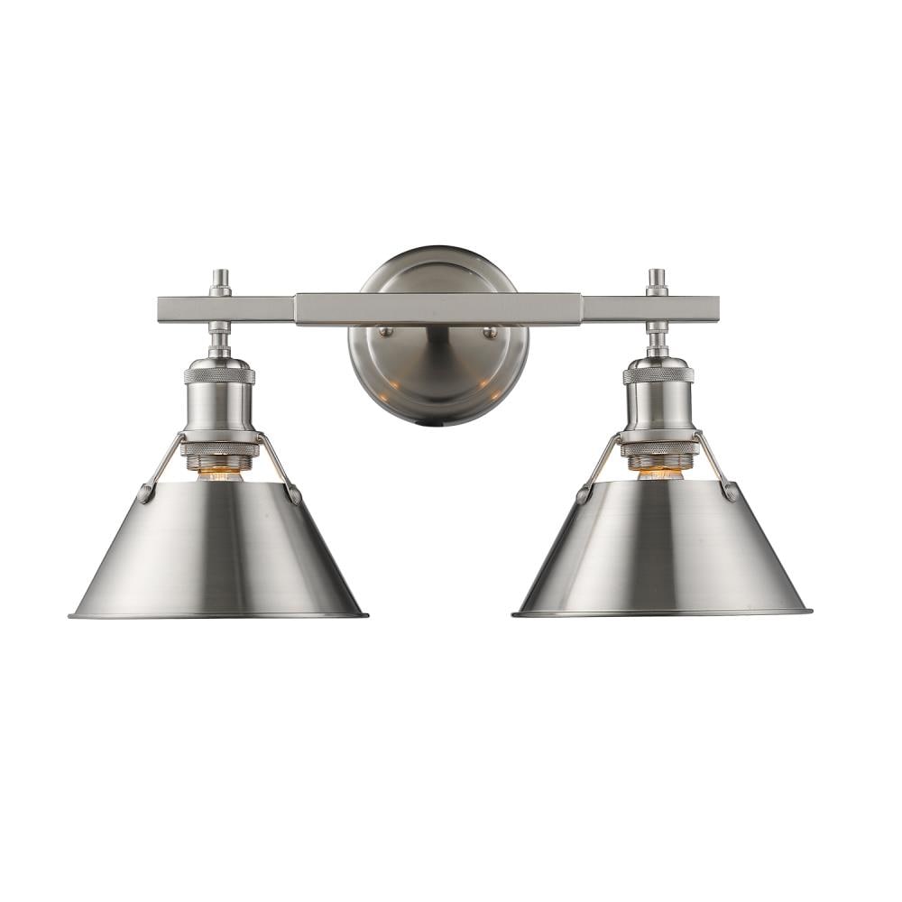 Golden Lighting 3306-BA2 PW-PW Orwell 18.25-in 2 -Light Satin Pewter Industrial Vanity light