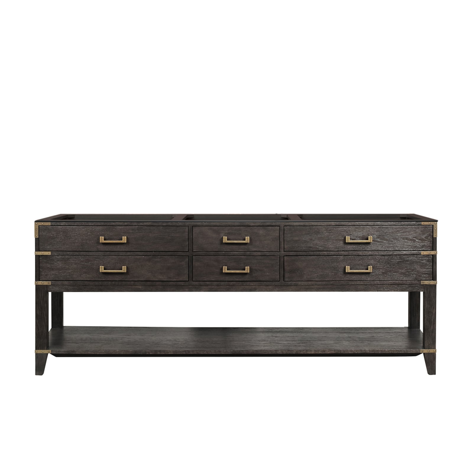 Lexora LVGR84DK000 Greenberg 84-in Brown Oak Bathroom Vanity Base Cabinet without Top