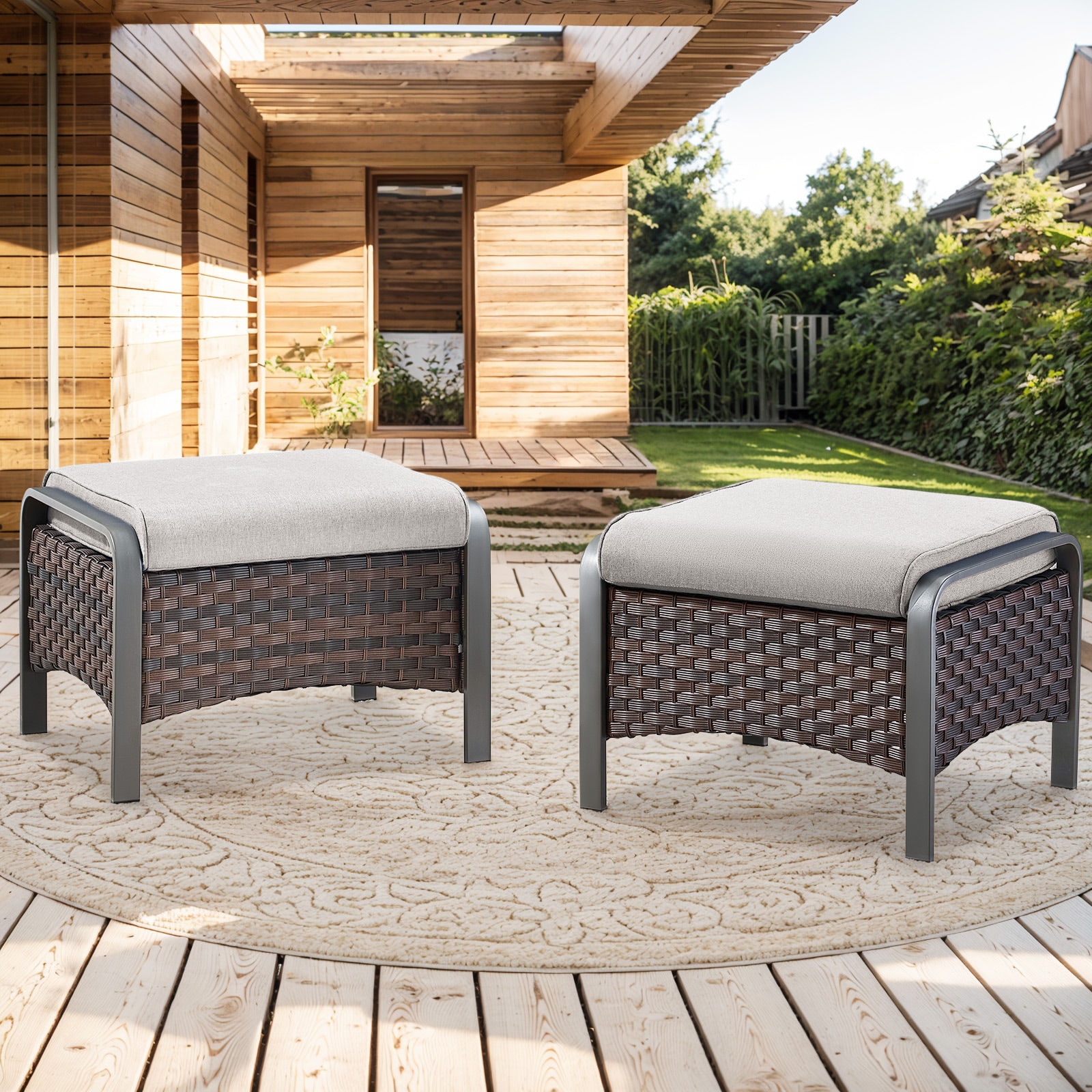 Jeehope PATZB40-2 PAnorama Series 2 -Pack Brown Steel Ottoman