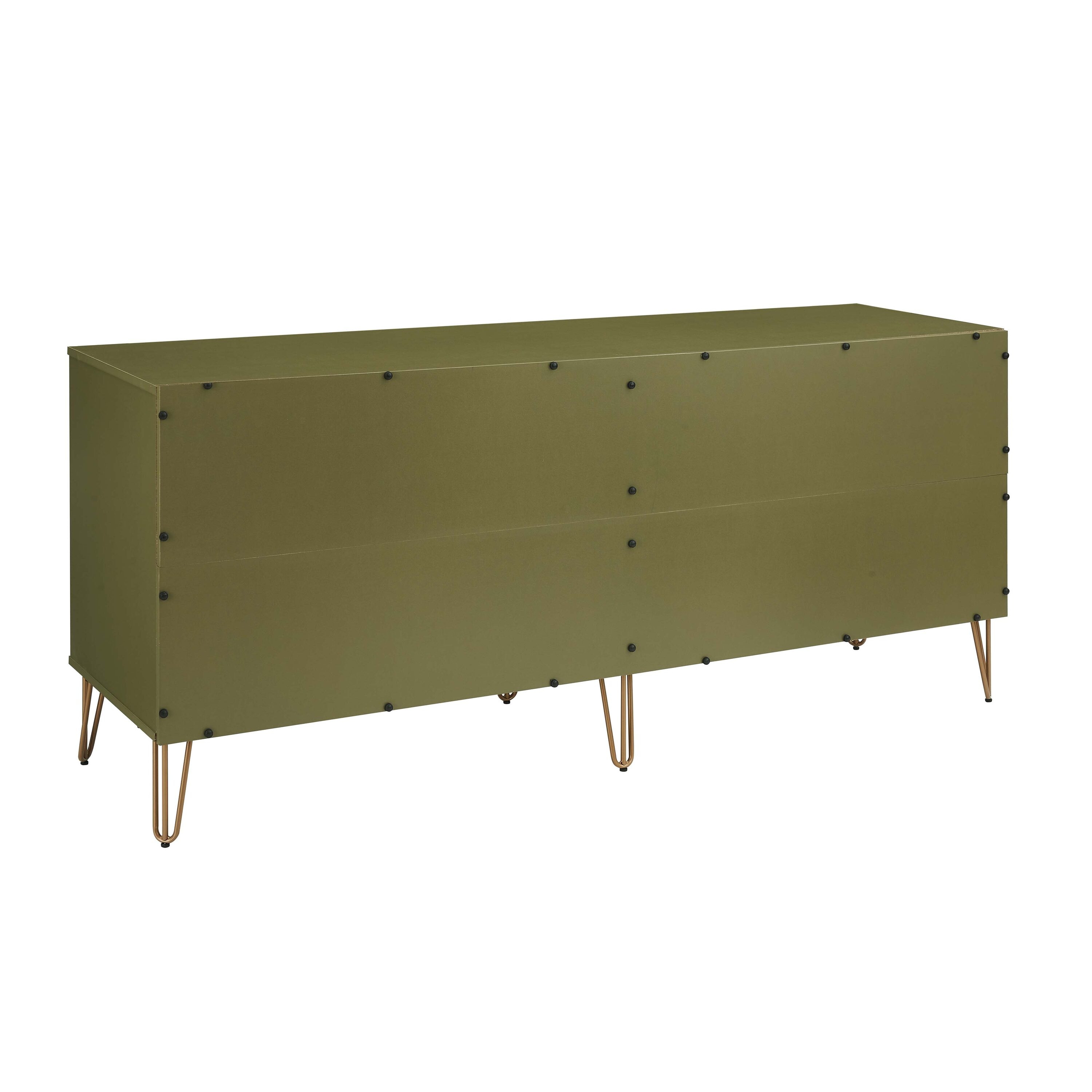 Olive Green Vertical Ribbed 6-Drawer Double Dresser with Soft Close
