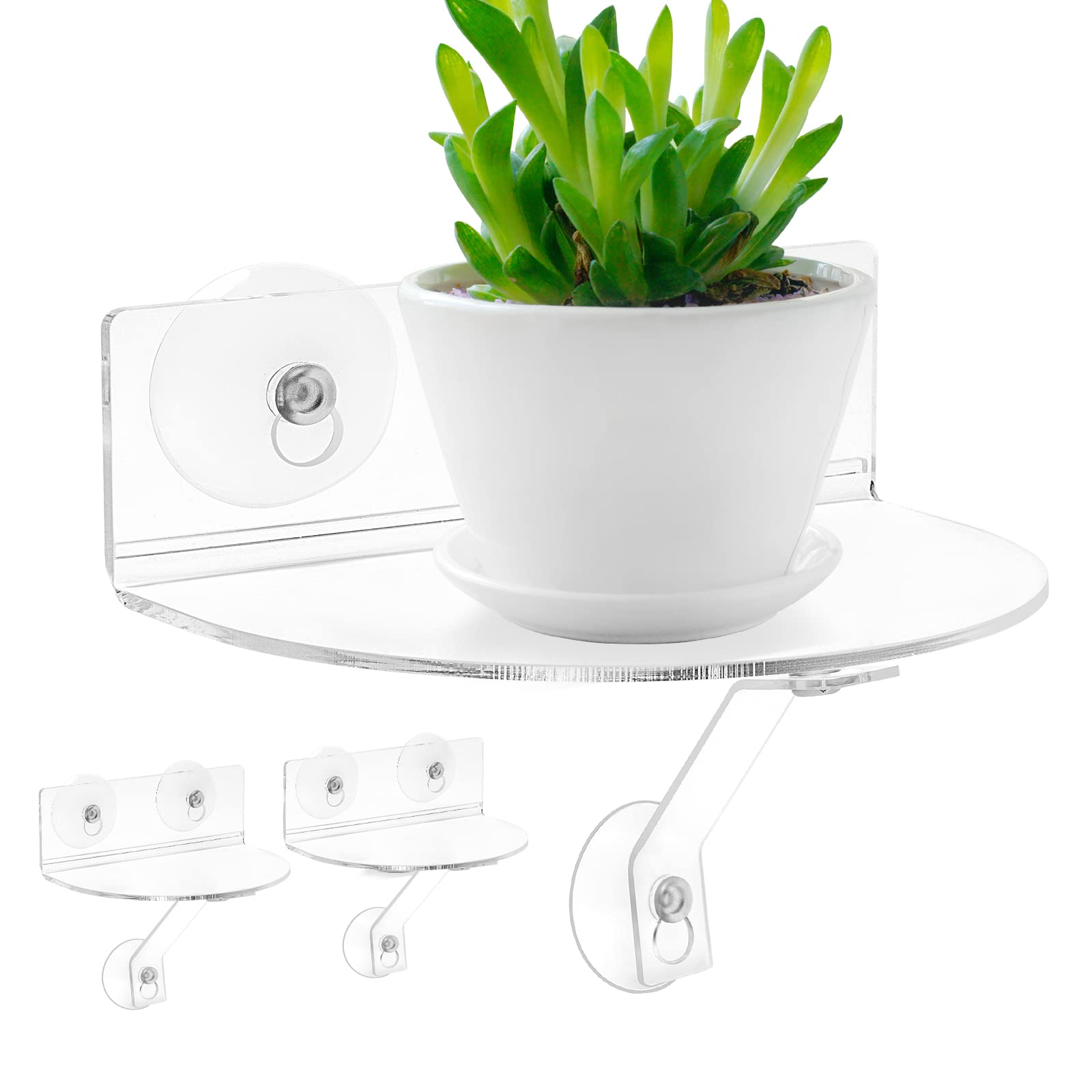 Lukvuzo 2-Pack Acrylic Window Plant Shelves with Suction Cups and ...