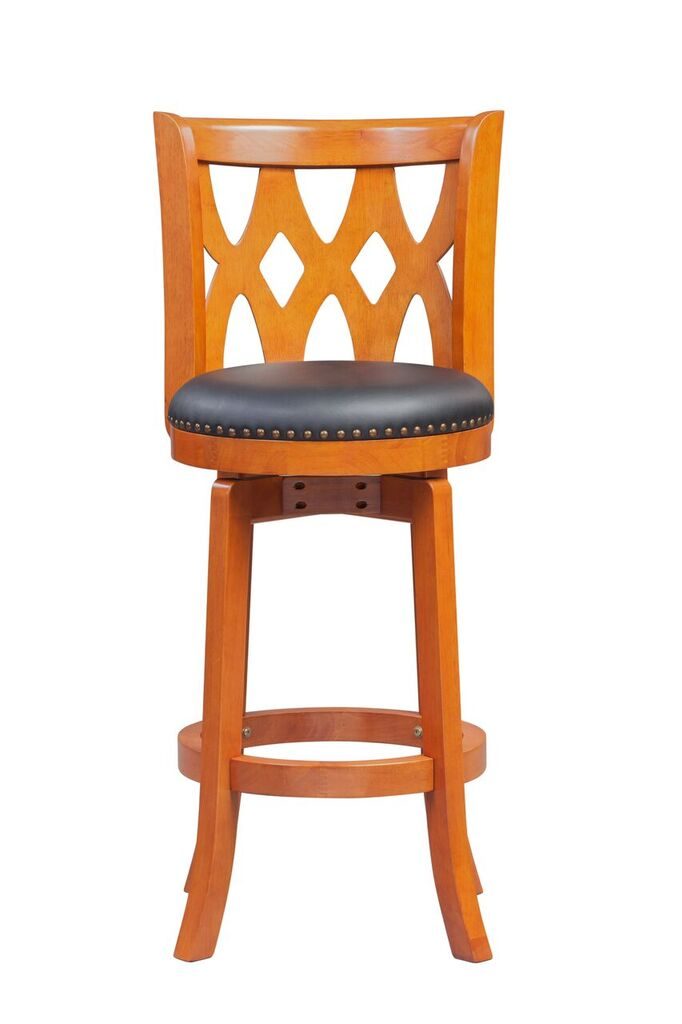 Boraam Industries Cathedral Es Cherry 29-in H Bar height Upholstered Swivel  Wood Bar Stool Back in the Bar Stools department at