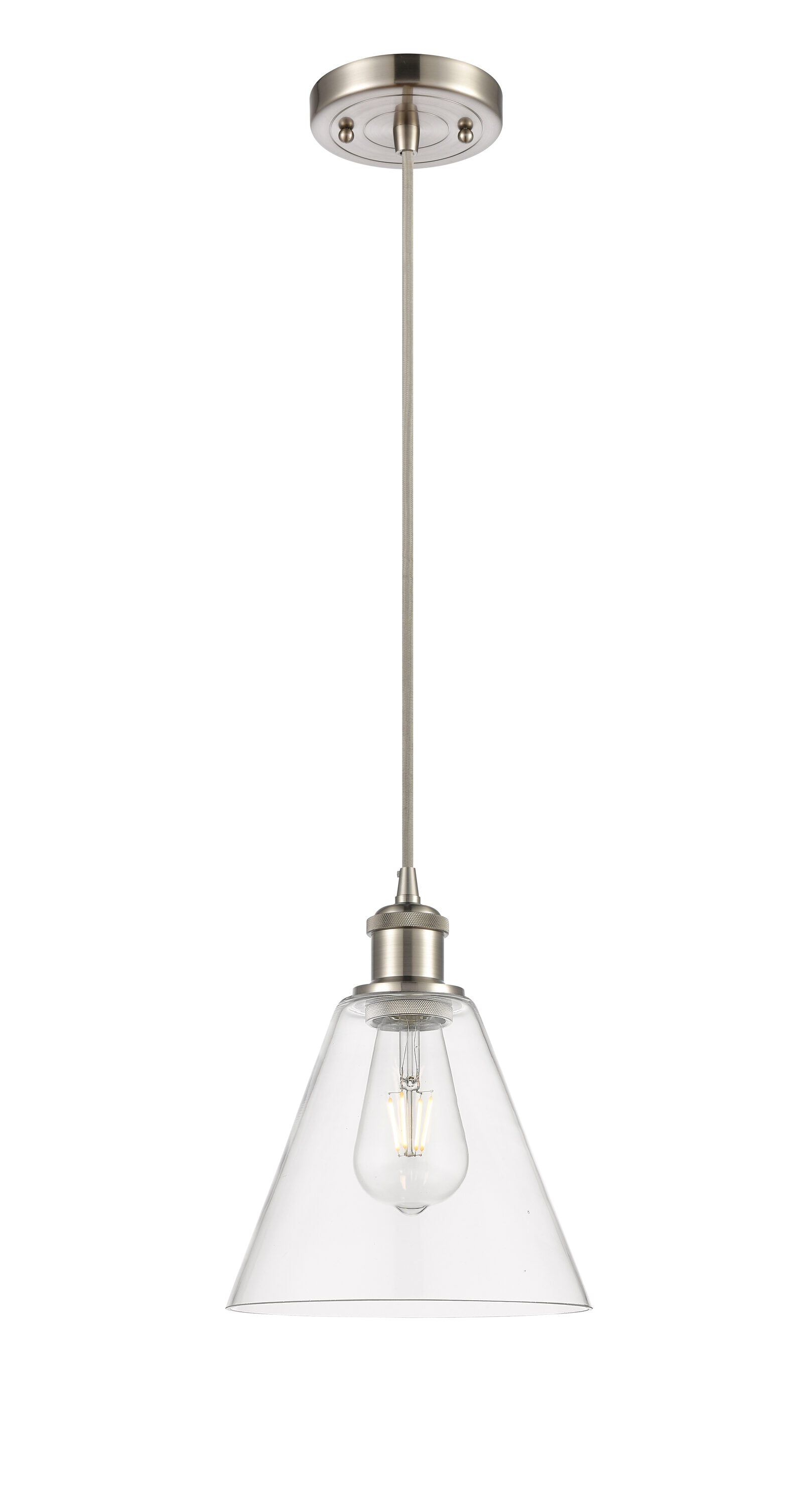 Brushed Satin Nickel Mini Pendant with Glass Shade