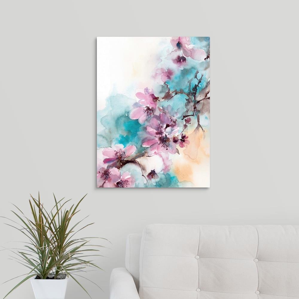 GreatBigCanvas Cherry Blossoms on Blue by Soph 24-in H x 18-in W ...