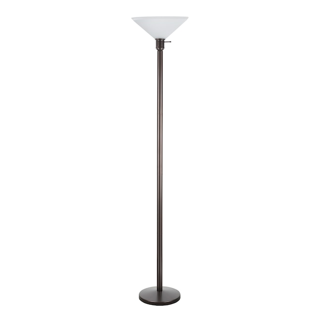 Frosted Shaded Floor Lamp, 71 25 In Bronze Torchiere Floor Lamp With Frosted Plastic Shade