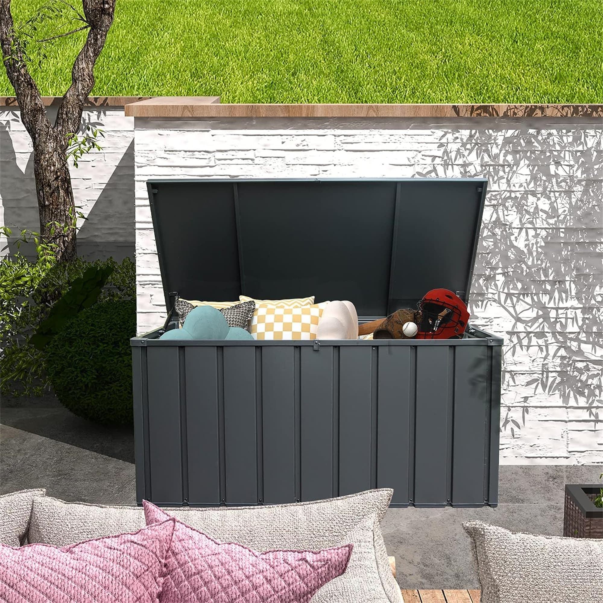 BABOOM BOM-9131746-OR 100-Gallon Dark Gray Metal Deck Box