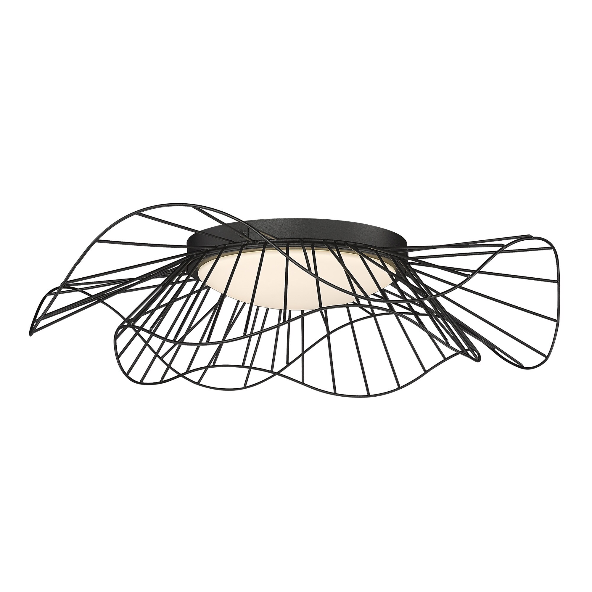 Matte Black Glass Drum LED Indoor/Outdoor Flush Mount