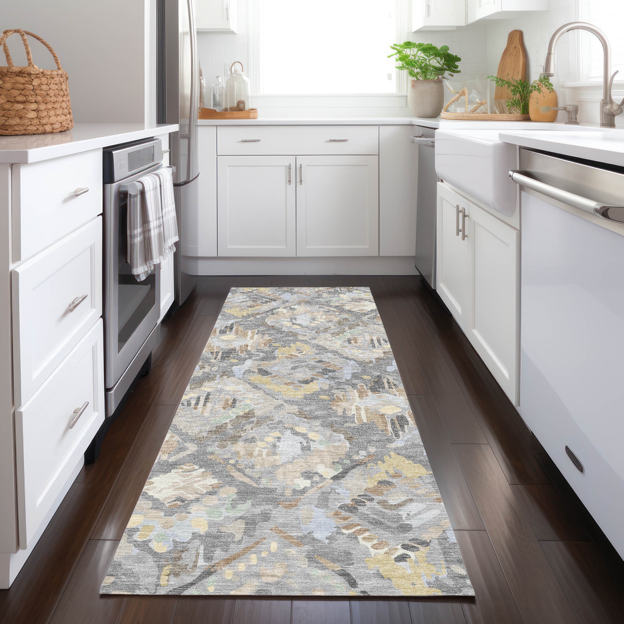 Addison Rugs ACN1329GY2X8 Chantille ACN1329GY 2 x 7 (ft) Polyester Gray Rectangular Indoor/Outdoor Geometric Machine washable Runner rug