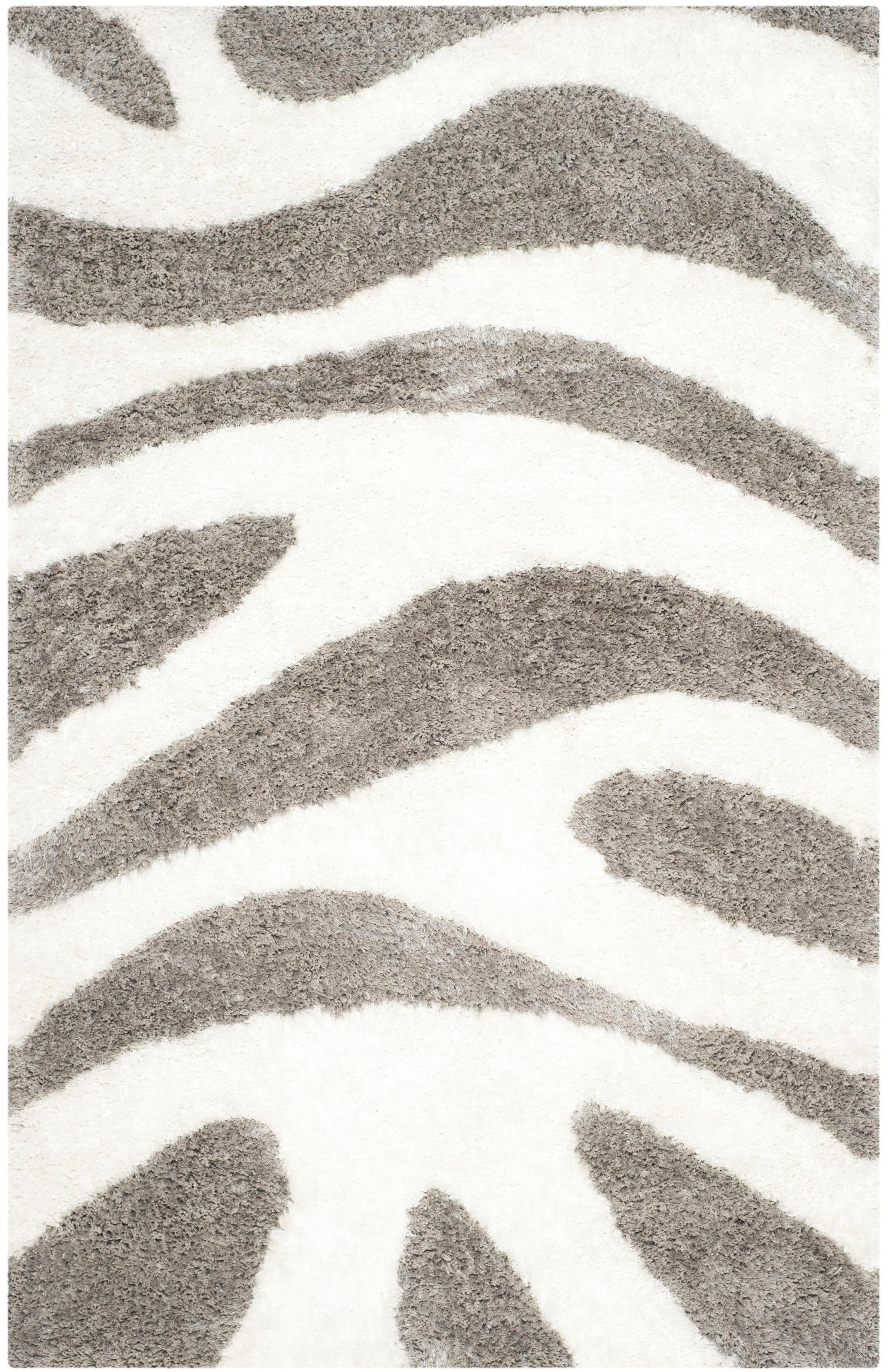 Safavieh BSG321A-4 Barcelona Nablus Shag 4 x 6 (ft) Tufted Synthetic Ivory/Silver Rectangular Indoor Abstract Area rug
