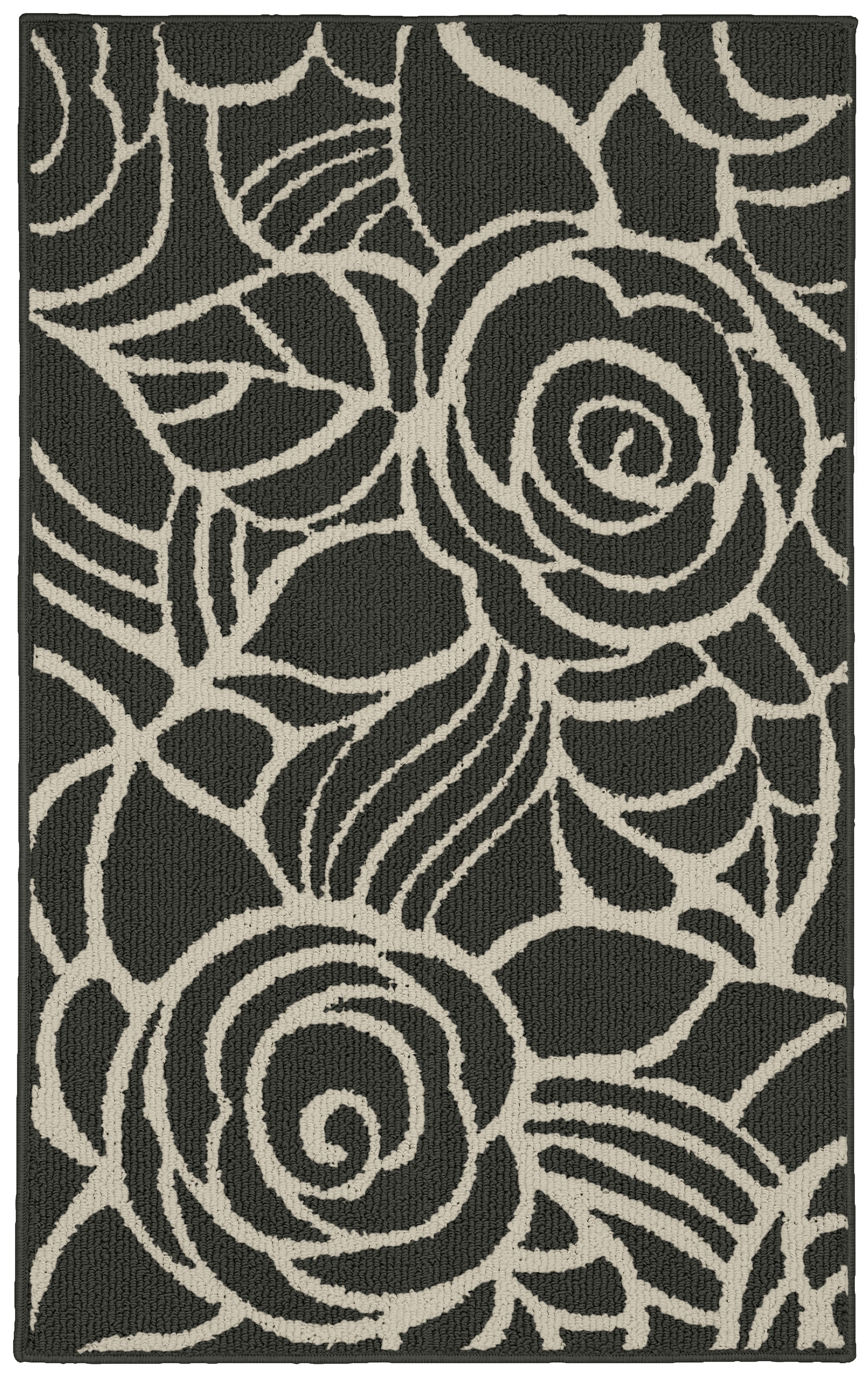 Garland Rhapsody 1-1/2 x 3-1/2 Black/Ivory Indoor Floral/Botanical Area Rug