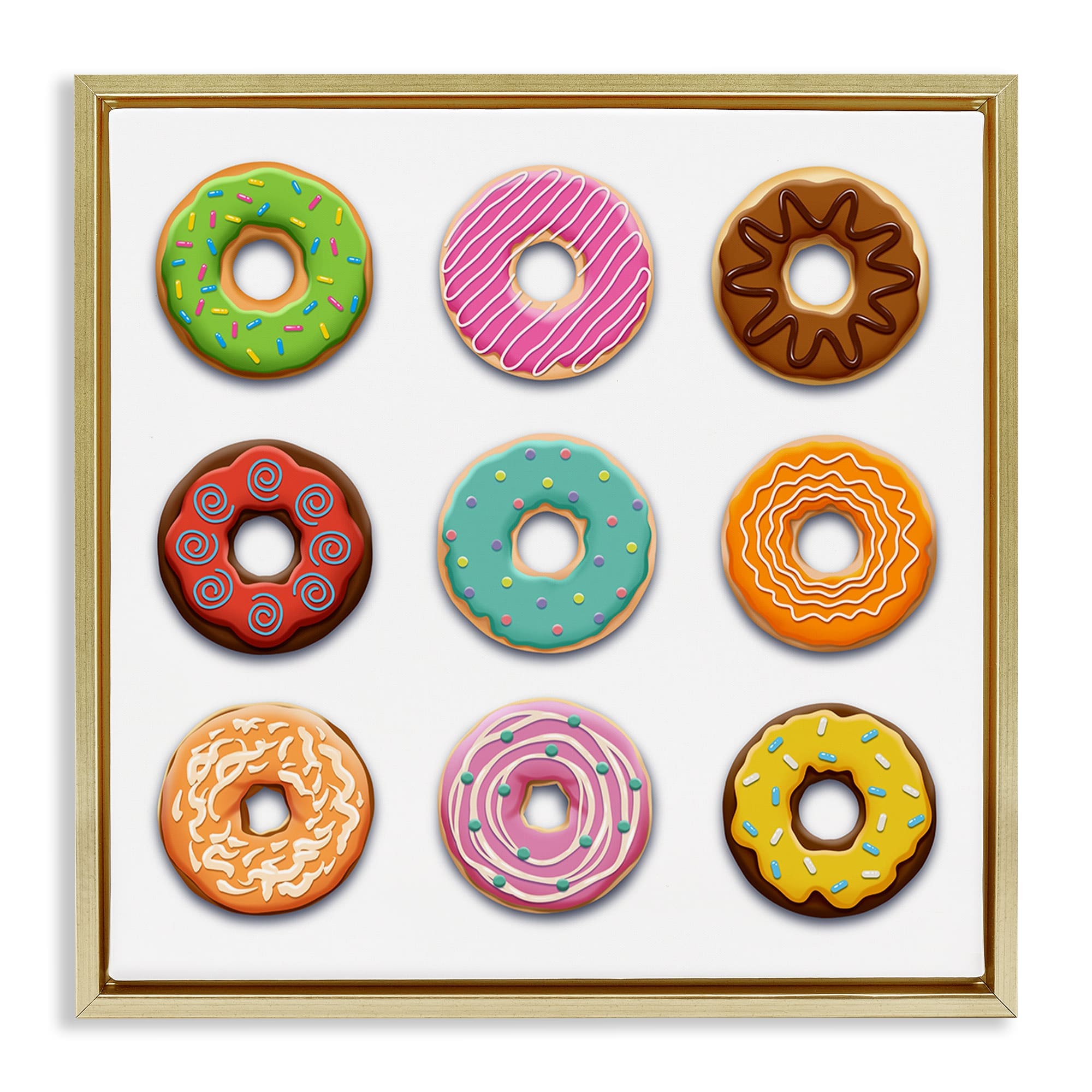 Stupell Industries BS-488-FFG-24X24 Delicious Various Donuts Gold Framed Floater Canvas Wall Art By Marcus Prime 25 x 25