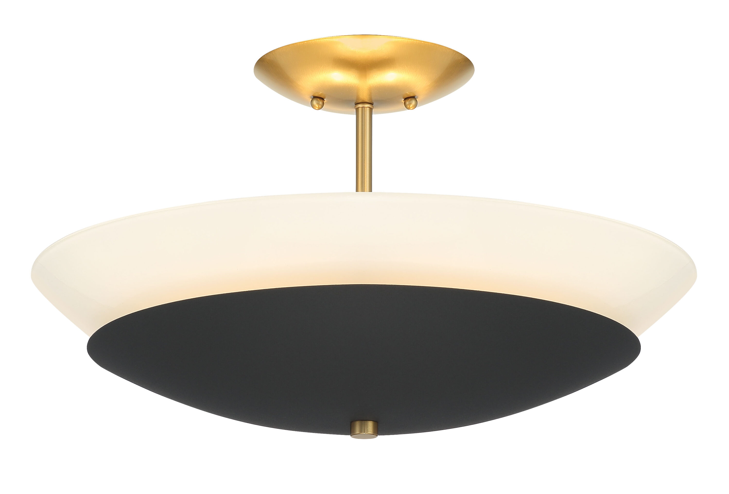 Sand Coal and Soft Brass 19" Glass Bowl Ceiling Fixture