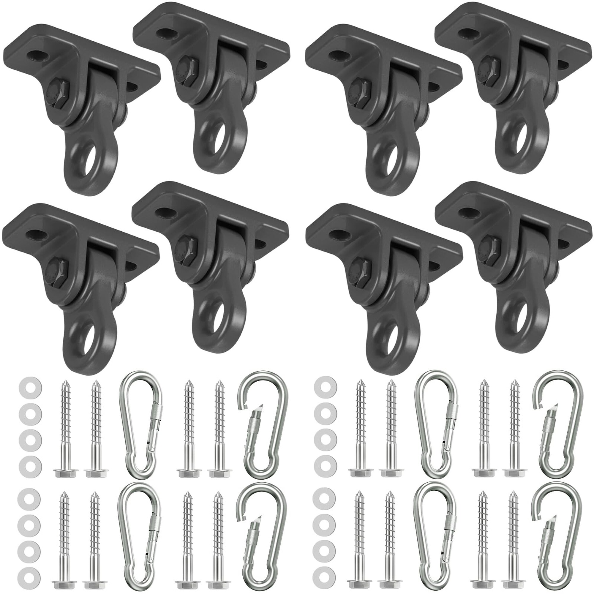 Numhew 4.2in W 8-Pack Dual Bearing Black Porch Swing Hangers Kit