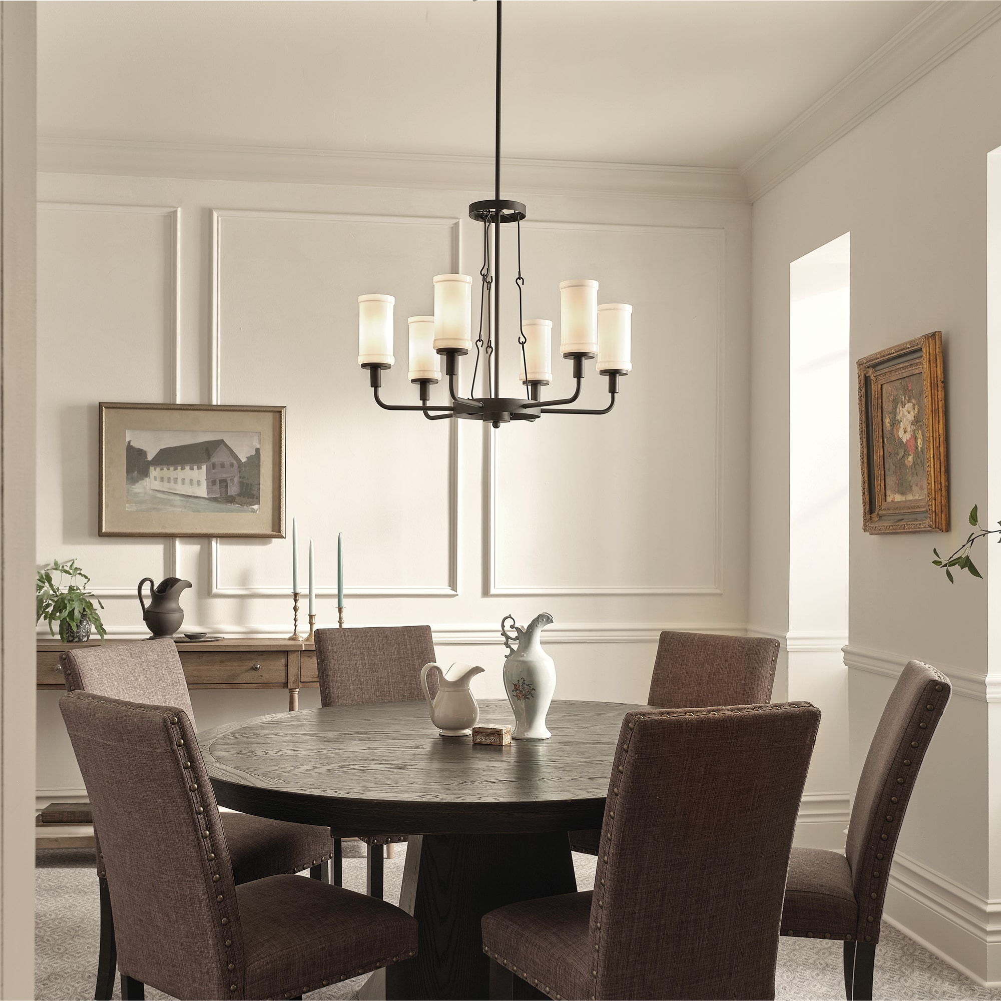 Kichler Vetivene 6-Light Black Farmhouse Chandelier 52451BKT at Lowes.com