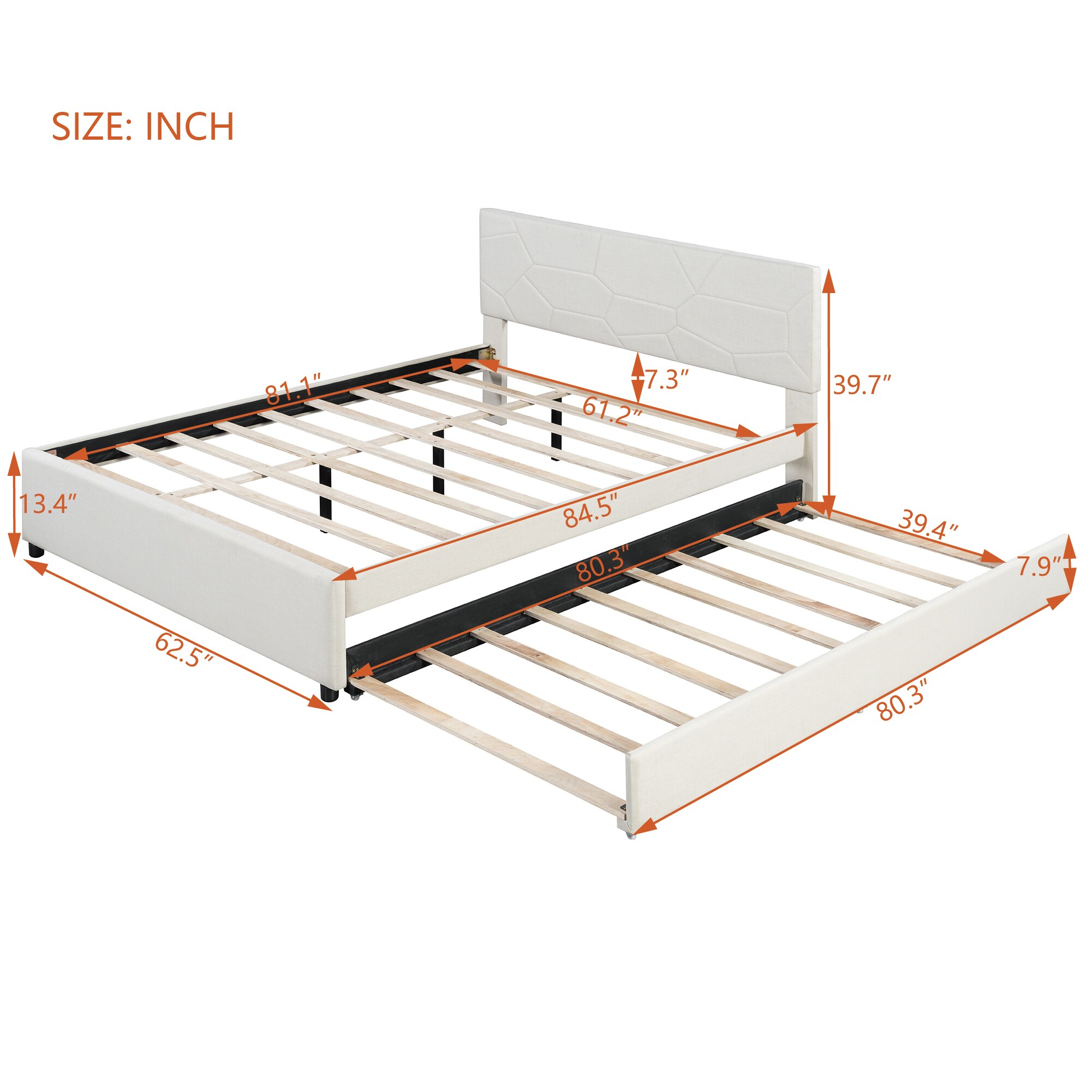 Bellemave Queen Size Upholstered Platform Bed with Marble Pattern ...