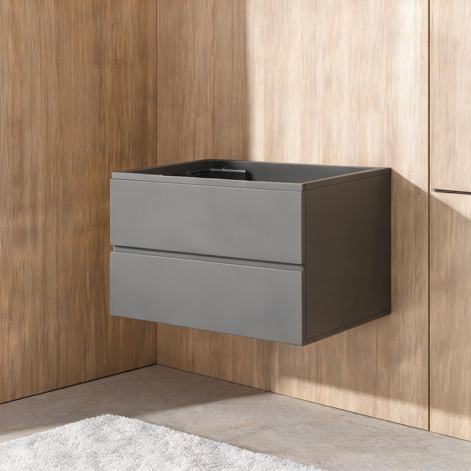 BBabe Wall Mounted Bathroom Cabinet with Drawers Gray Finish Pre-Assembled Modern Storage Solution