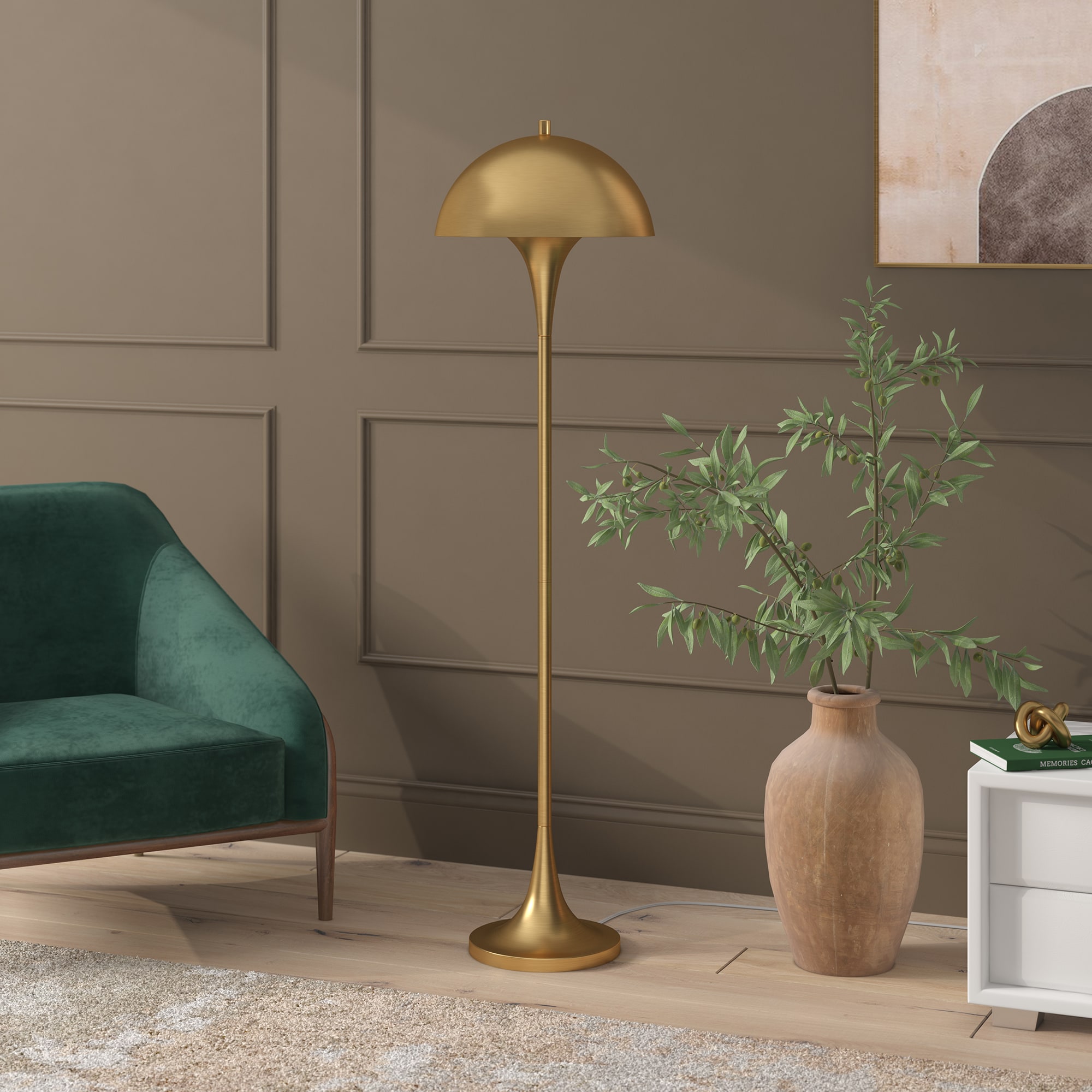 Hailey Home FL2193 Vega 60.75-in Brass Standard Floor Lamp with Metal Shade