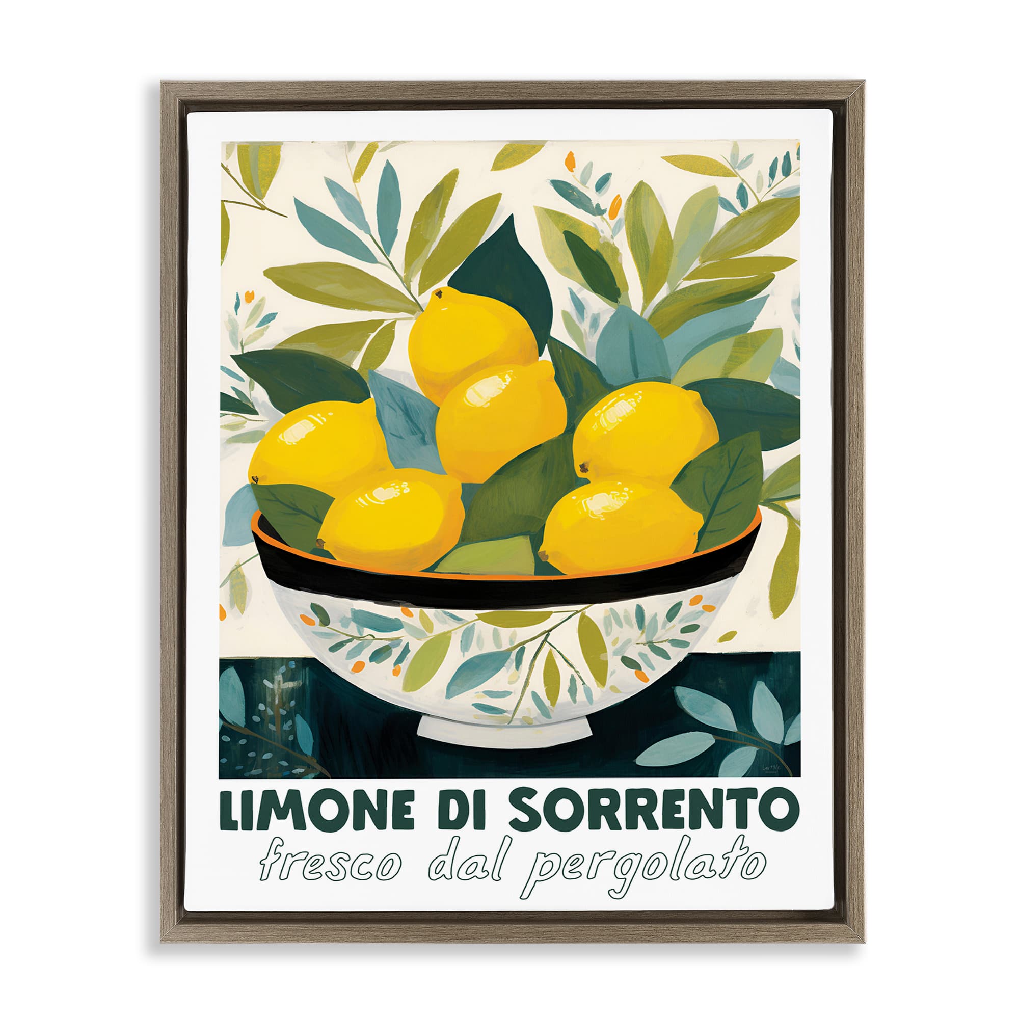 Stupell Industries BS-703-FFE-24X30 Charming Bowl of Lemons Brown Framed Floater Canvas Wall Art By Lux + Me Designs 25 x 31