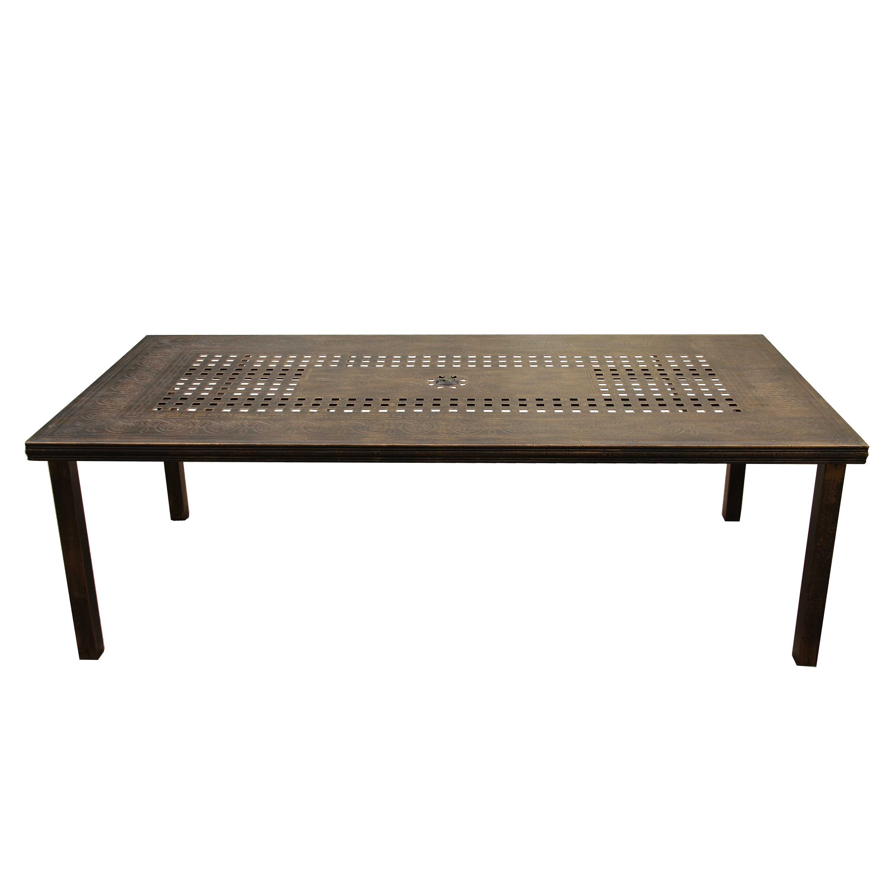 Bronze 95" Rectangular Outdoor Dining Set with Mesh Seats for 8