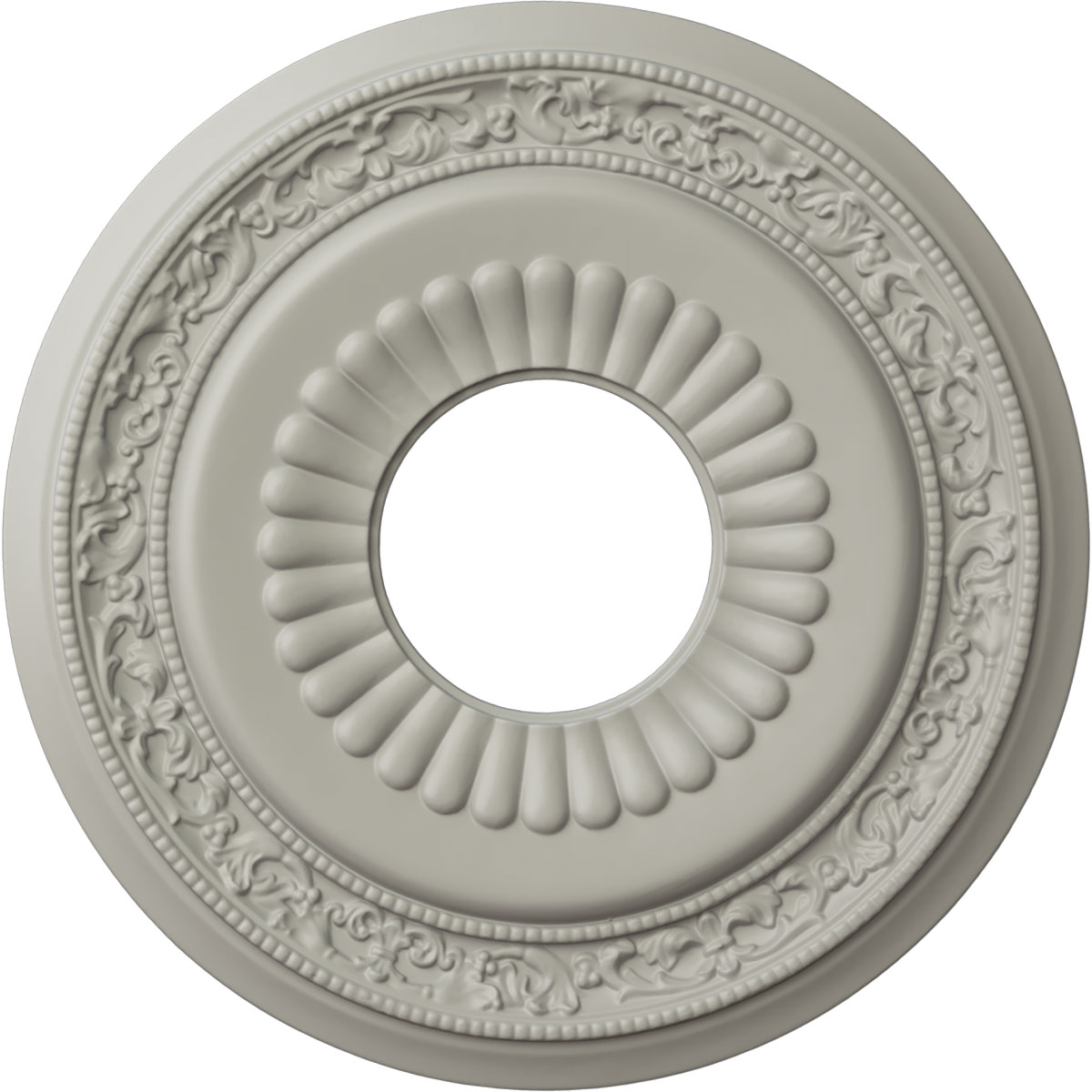 Ekena Millwork CM20LNPCF Lauren 20.625-in W x 20.625-in L Painted Pot Of Cream Polyurethane Whole Ceiling Medallion