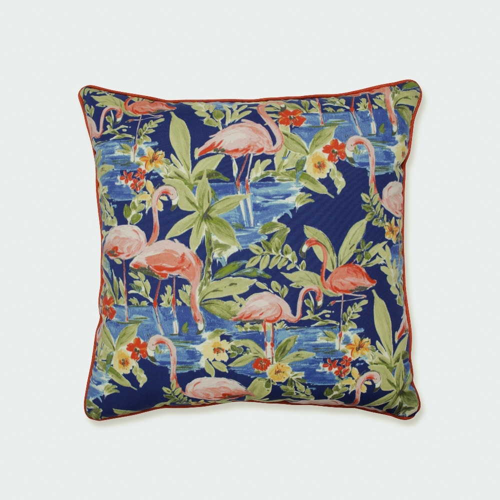 Pillow Perfect 621012 Flamingoing Lagoon Floral Blue Square Throw Pillow