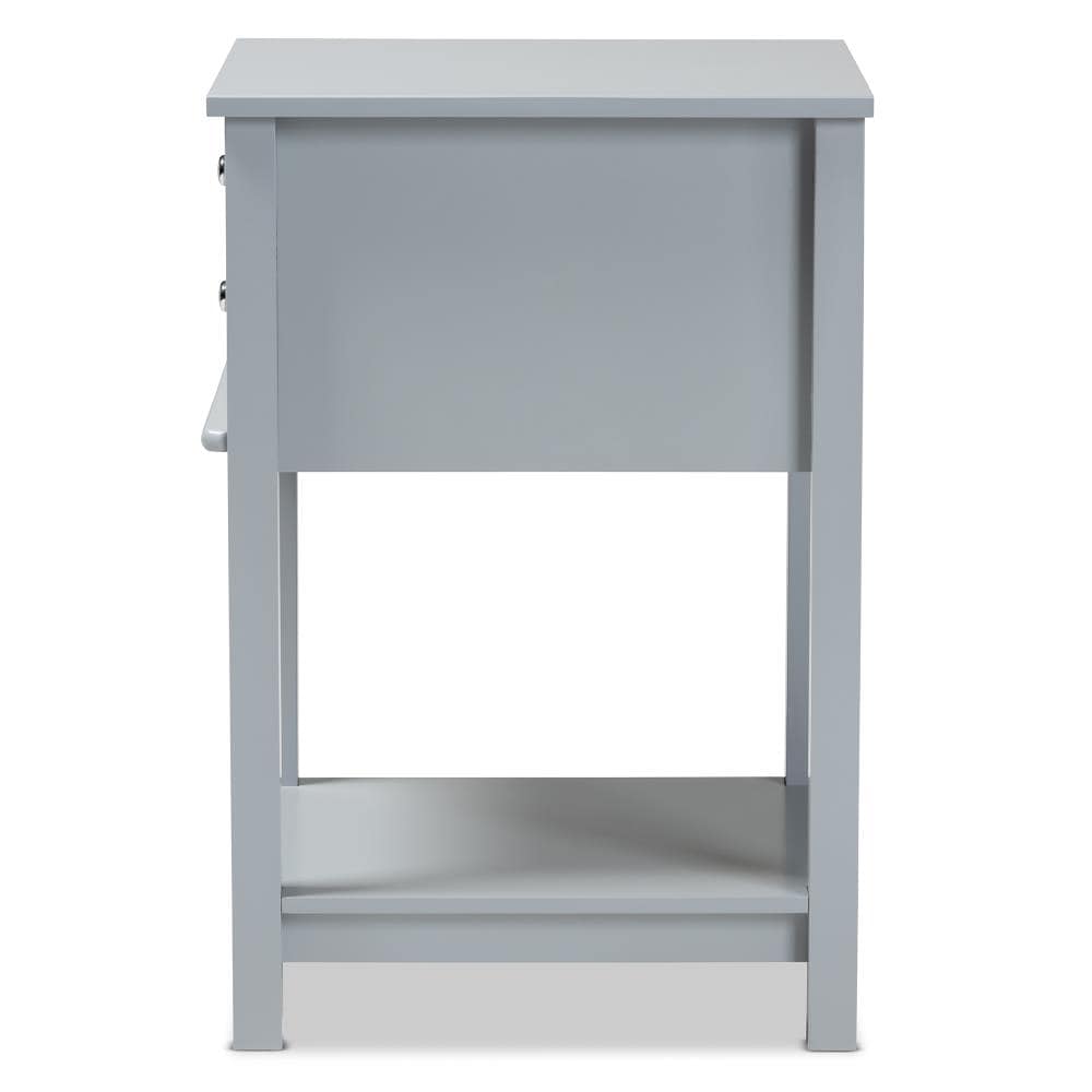 Willow Light Grey 2-Drawer Wood Nightstand with Silver Knobs