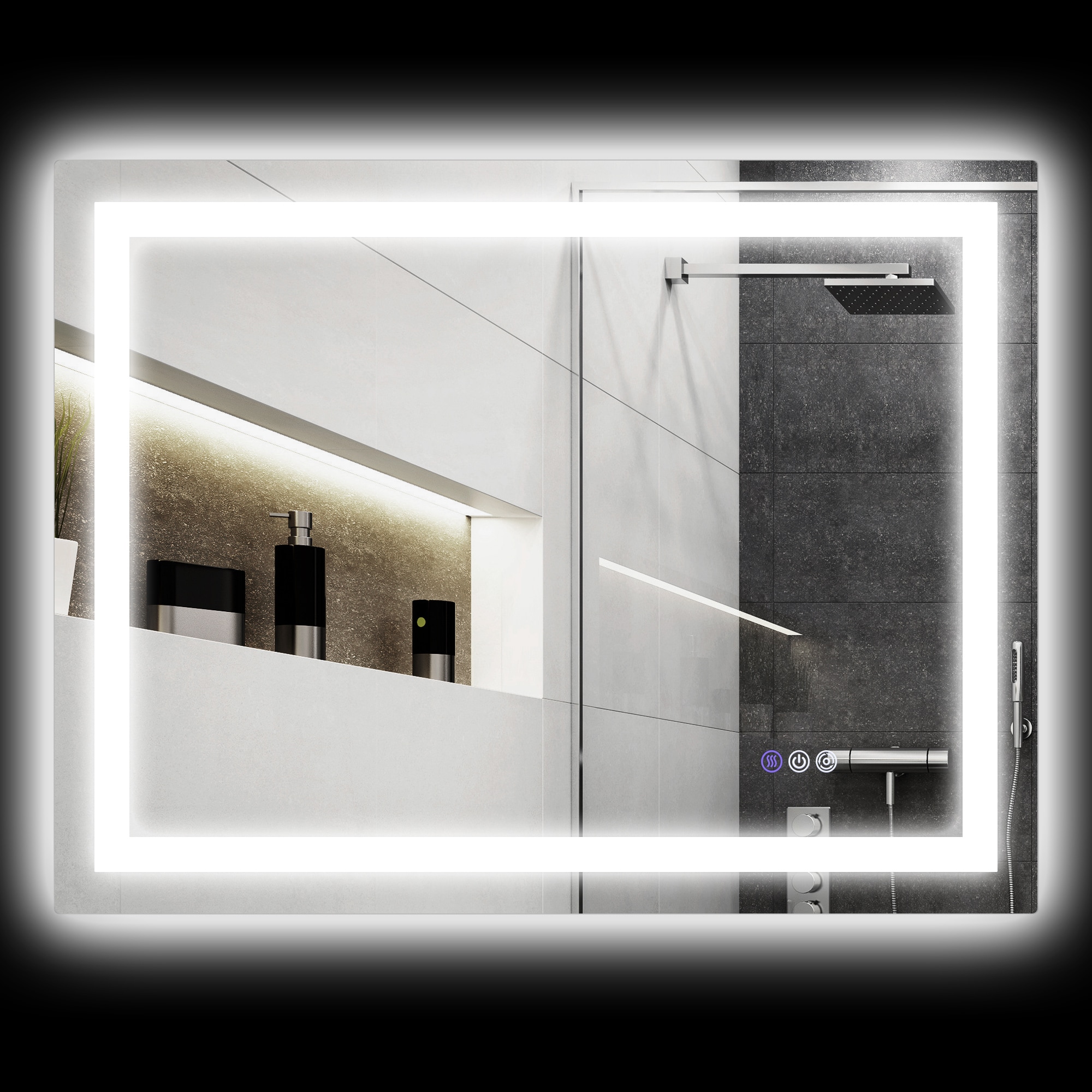 Tatayosi XH-229191 35x28 Inch Smart LED Bathroom Mirror with Dual Lighting and Infinite Color Adjustment