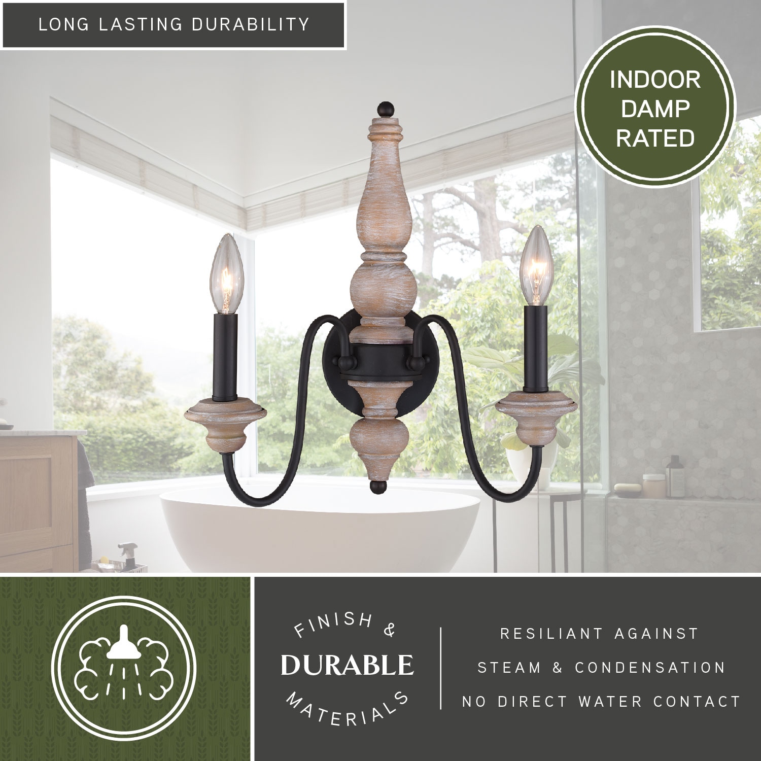 Georgetown Vintage Ash and Bronze Farmhouse Candle Wall Sconce