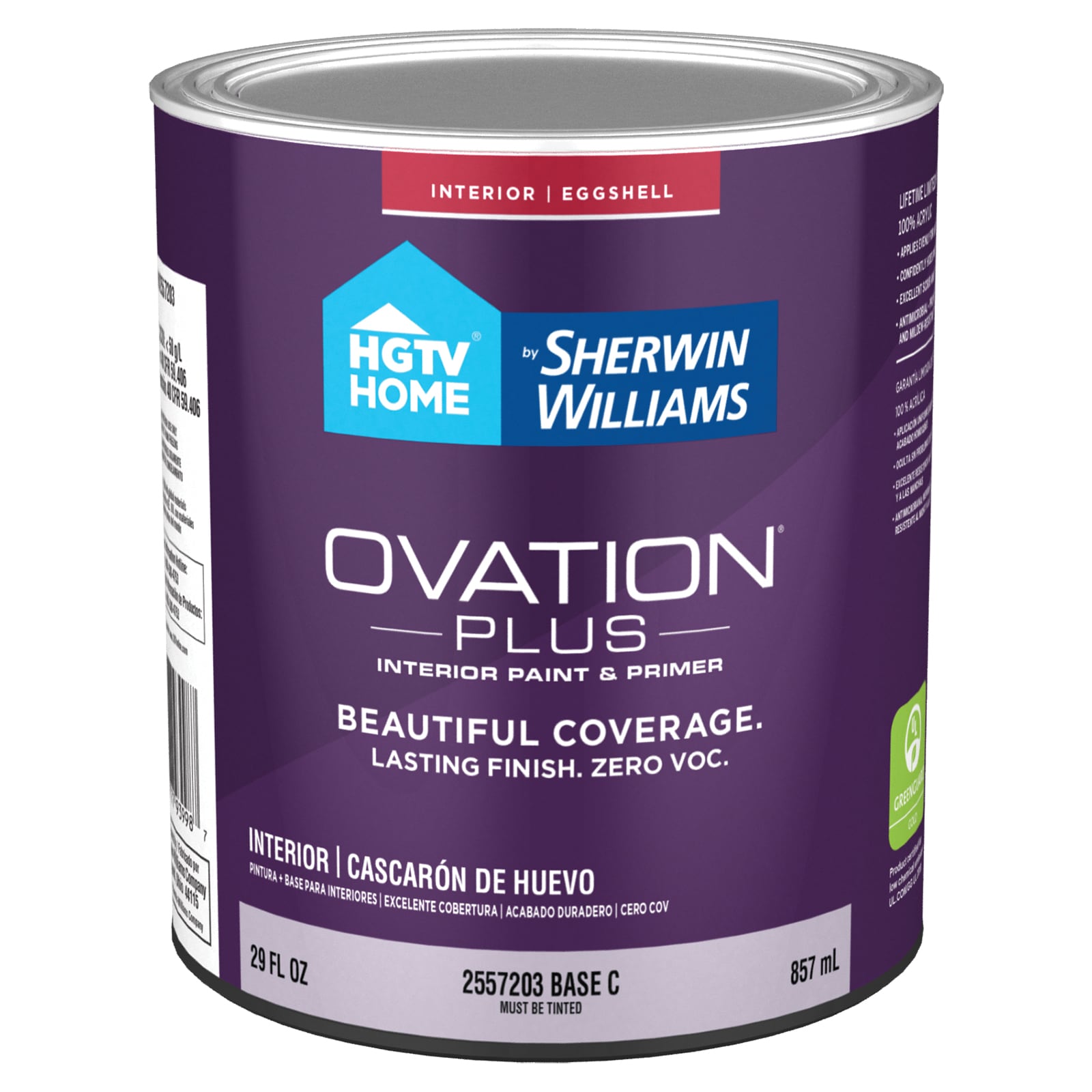 HGTV HOME by Sherwin-Williams OV2557203-14 Ovation Plus Eggshell Base Tintable Latex Interior Paint Paint + Primer ( 1-quart )