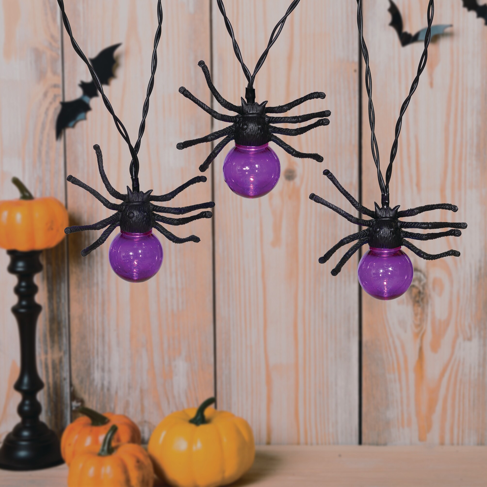 Haunted Living 8-Count LED Spider Purple Halloween Lights