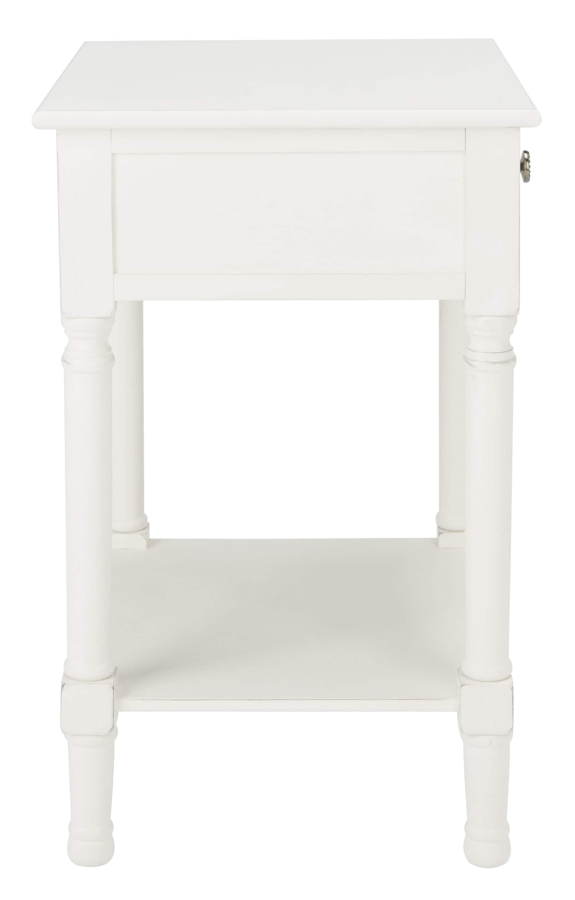 Safavieh Josie Distressed White Wood Country End Table with Storage at ...