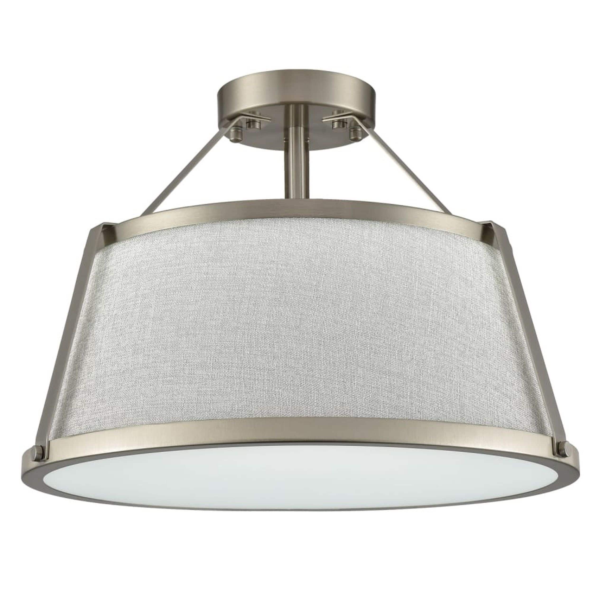 Claxy DX-T7235CU-BN5 Fabric 1 -Light 15.74-in Brushed Nickel Semi Flush Mount Light
