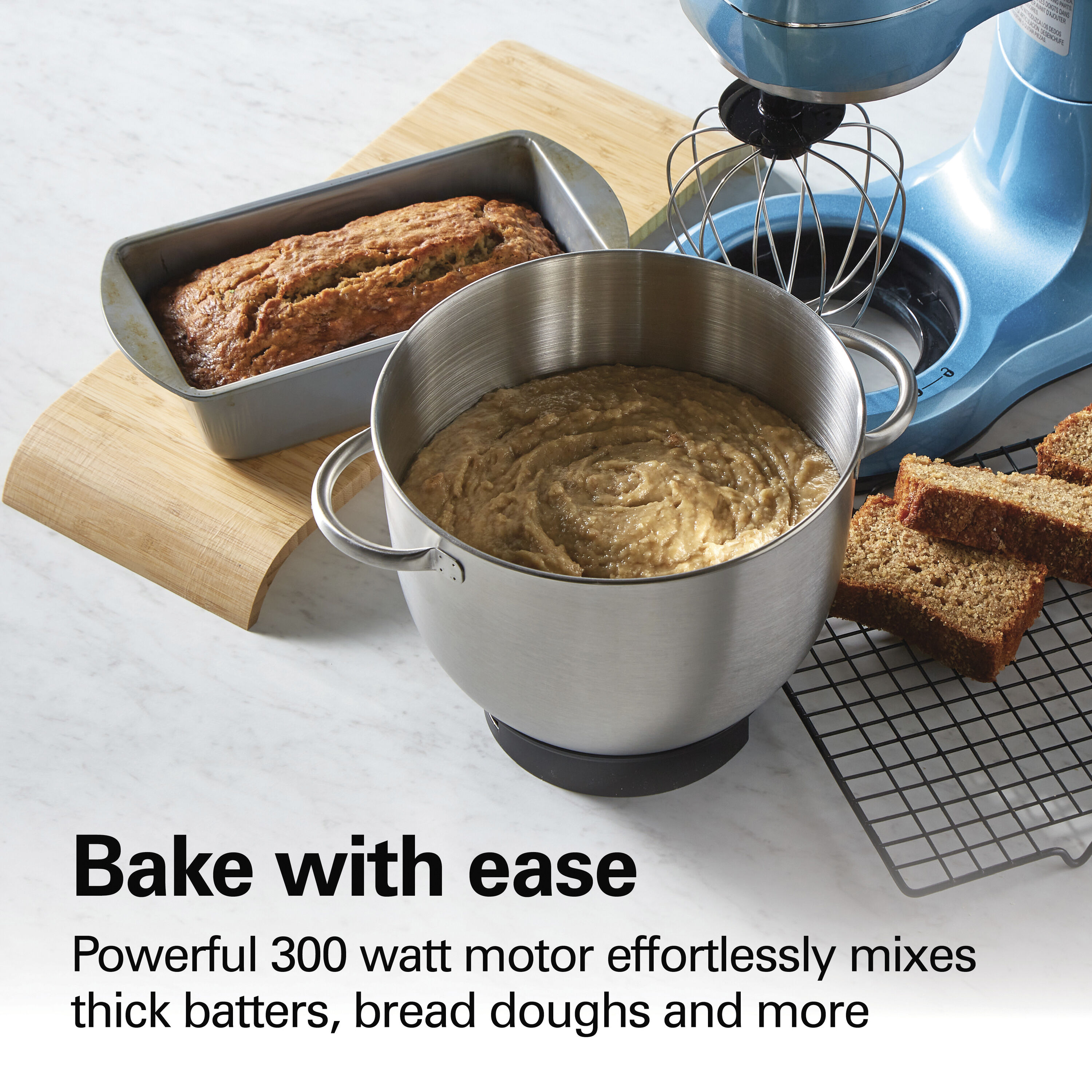 Blue 4-Quart 7-Speed Electric Stand Mixer with Attachments
