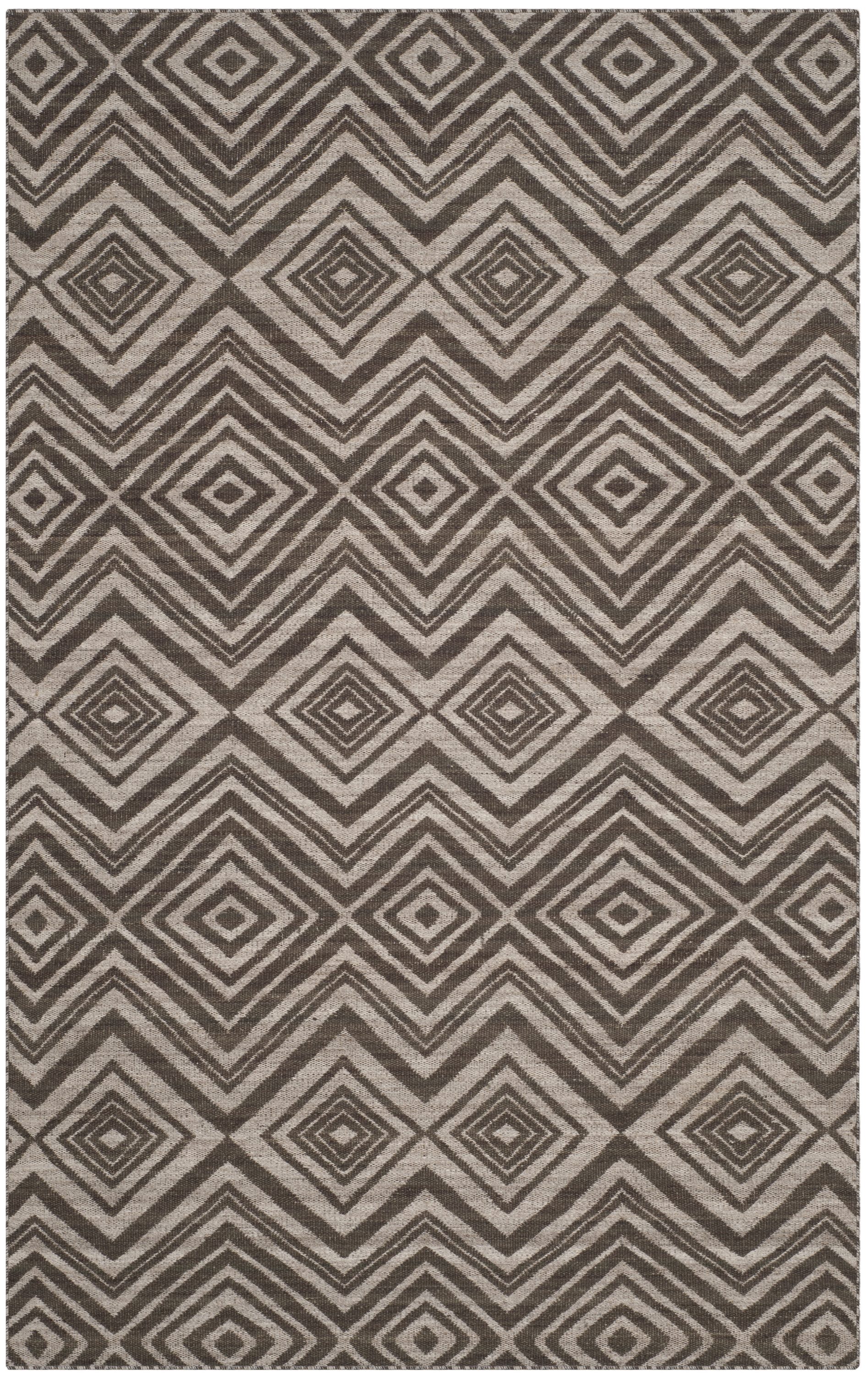 Safavieh KLM241A-5 Kilim Leah 5 X 8 Wool Gray/Light Gray Indoor Geometric Bohemian/Eclectic Area Rug