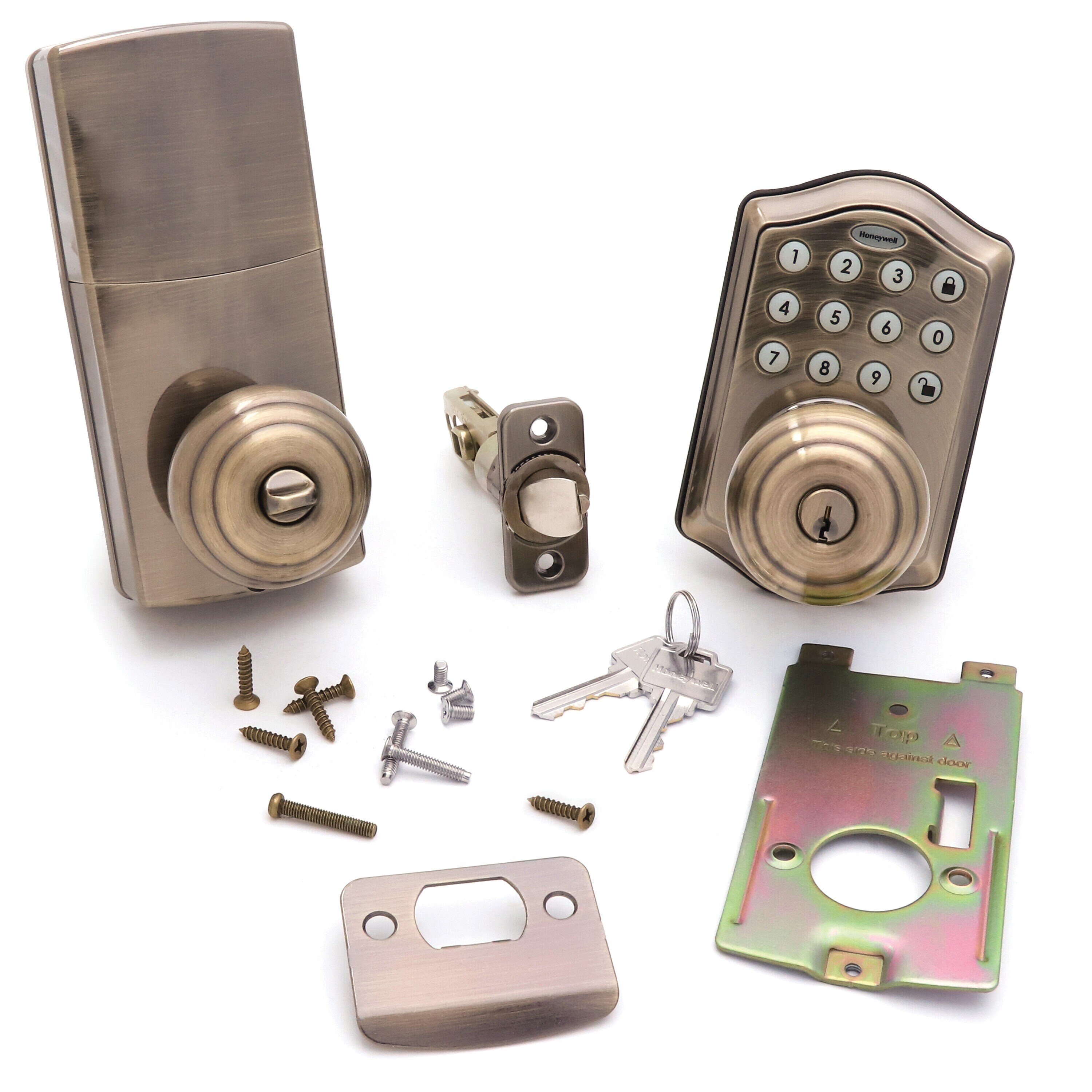 Honeywell 8732101 Electronic Entry Knob Door Lock Antique Brass