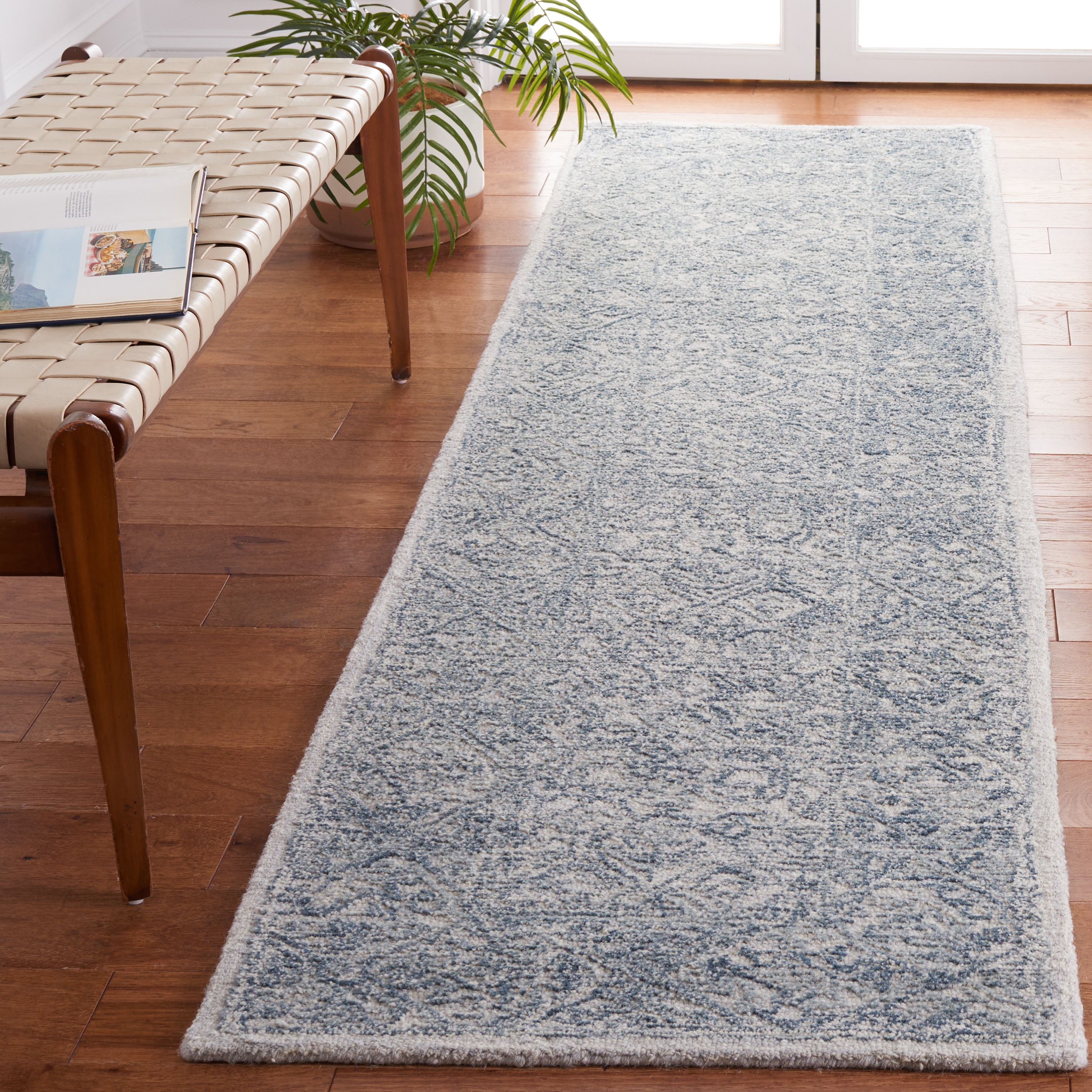  Marquee 201 Blue/Gray Traditional 2ft-3in x 9ft Runner Rug