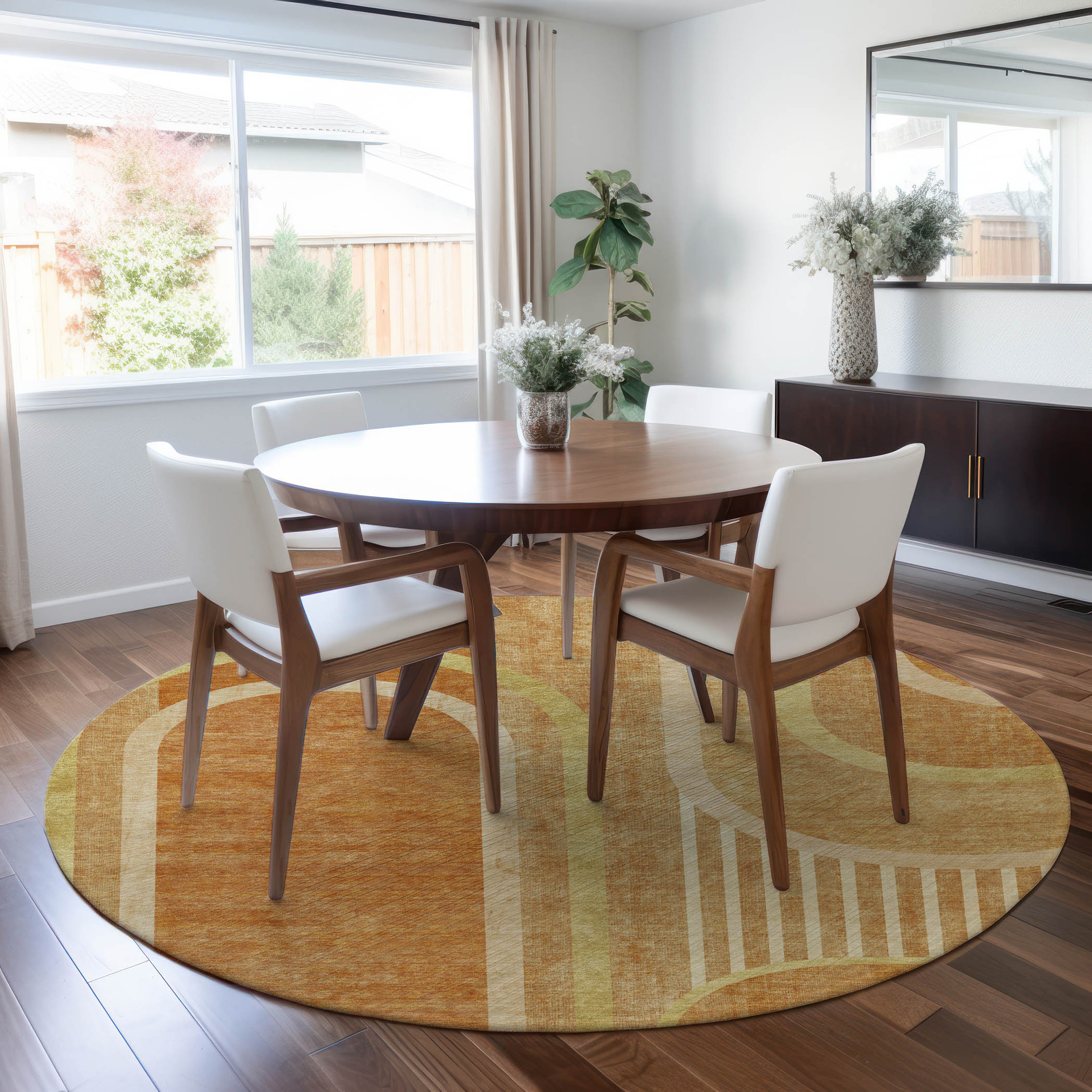 Addison Rugs ACN532TR8RO Chantille 8 x 8 (ft) Polyester Terracotta Round Indoor/Outdoor Abstract Mid-Century Modern Machine washable Area rug