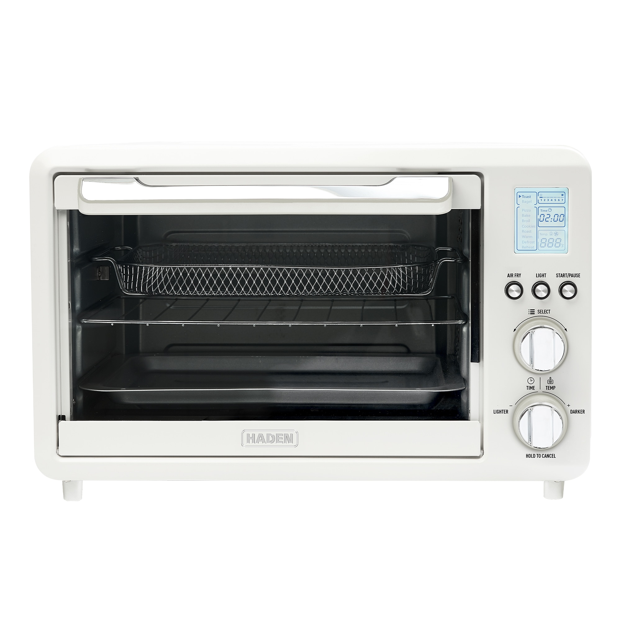 Haden 405989 Countertop 6 Slice Toaster Oven Air Fryer Combo for Kitchen (Ivory/Chrome)