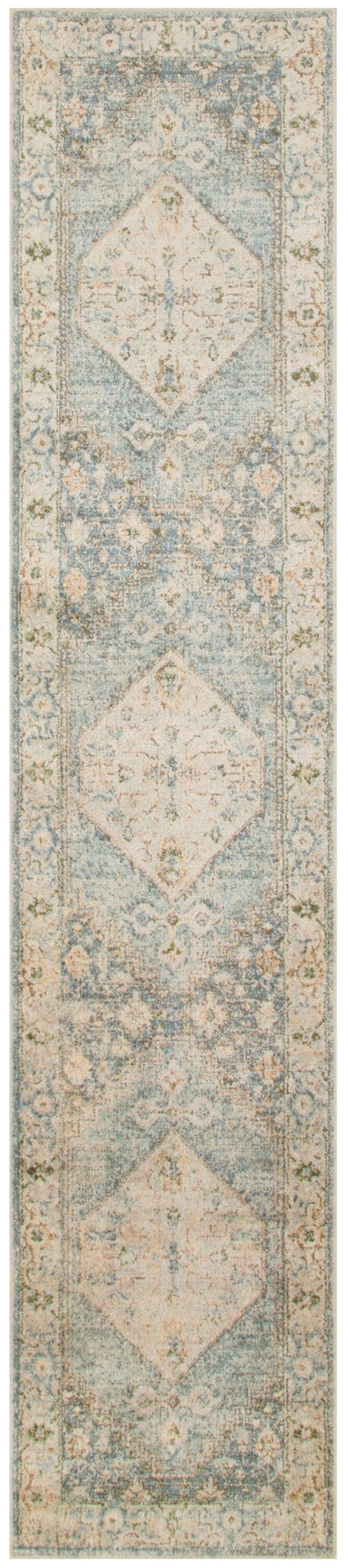 Nourison Home 099446944580 Astra Machine Washable 2 x 10 (ft) Loomed Polyester Silver Blue Rectangular Indoor Medallion Vintage Machine washable Runner rug