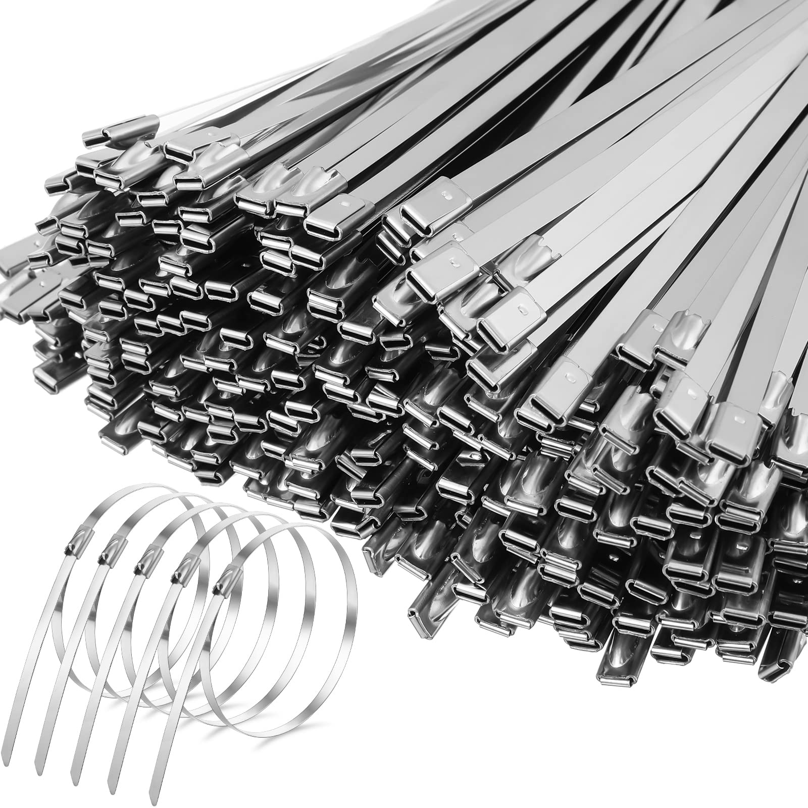 Afoxsos 300 Pieces Heavy Duty Stainless Steel Cable Zip Ties Multi Purpose Metal Wire Ties 11.8 Inch Length durable home #LAF0822FA0727
