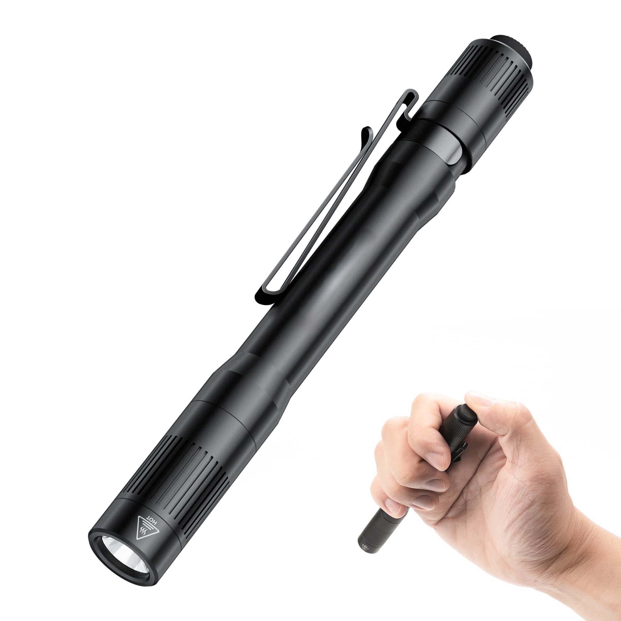 Oyezvary 1 Piece 650 Lumen LED Pen Flashlight 4 Modes USB C Rechargeable or AAA Battery IP68 Waterproof 2 Meter Drop Resistant 5.31 x 0.59 Inch Pocket Light #LOZ0331H45