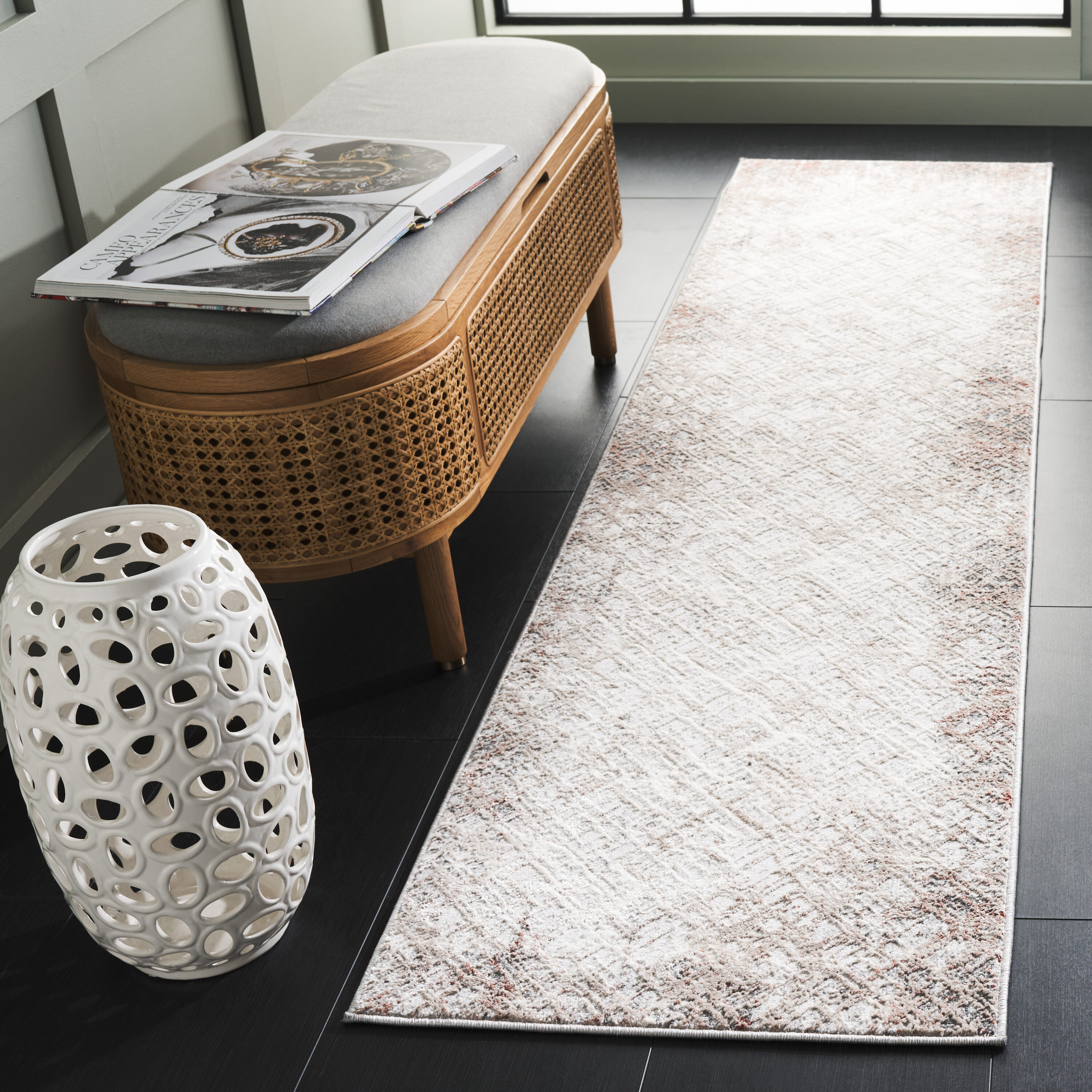 Vogue 158P Rust/Grey 2 x 8 Rectangular Runner rug