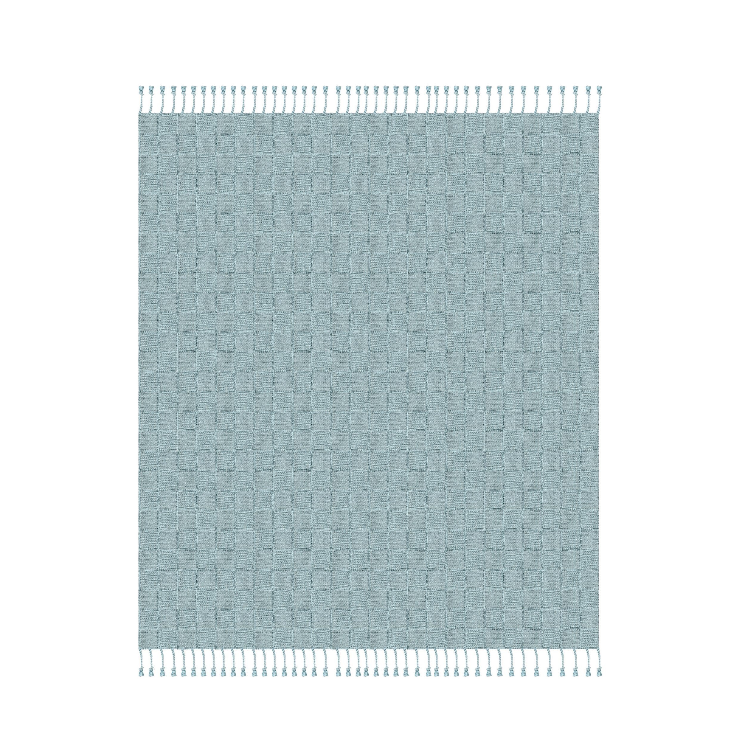 Light Blue Organic Cotton Fringe Throw Blanket 60" x 50"