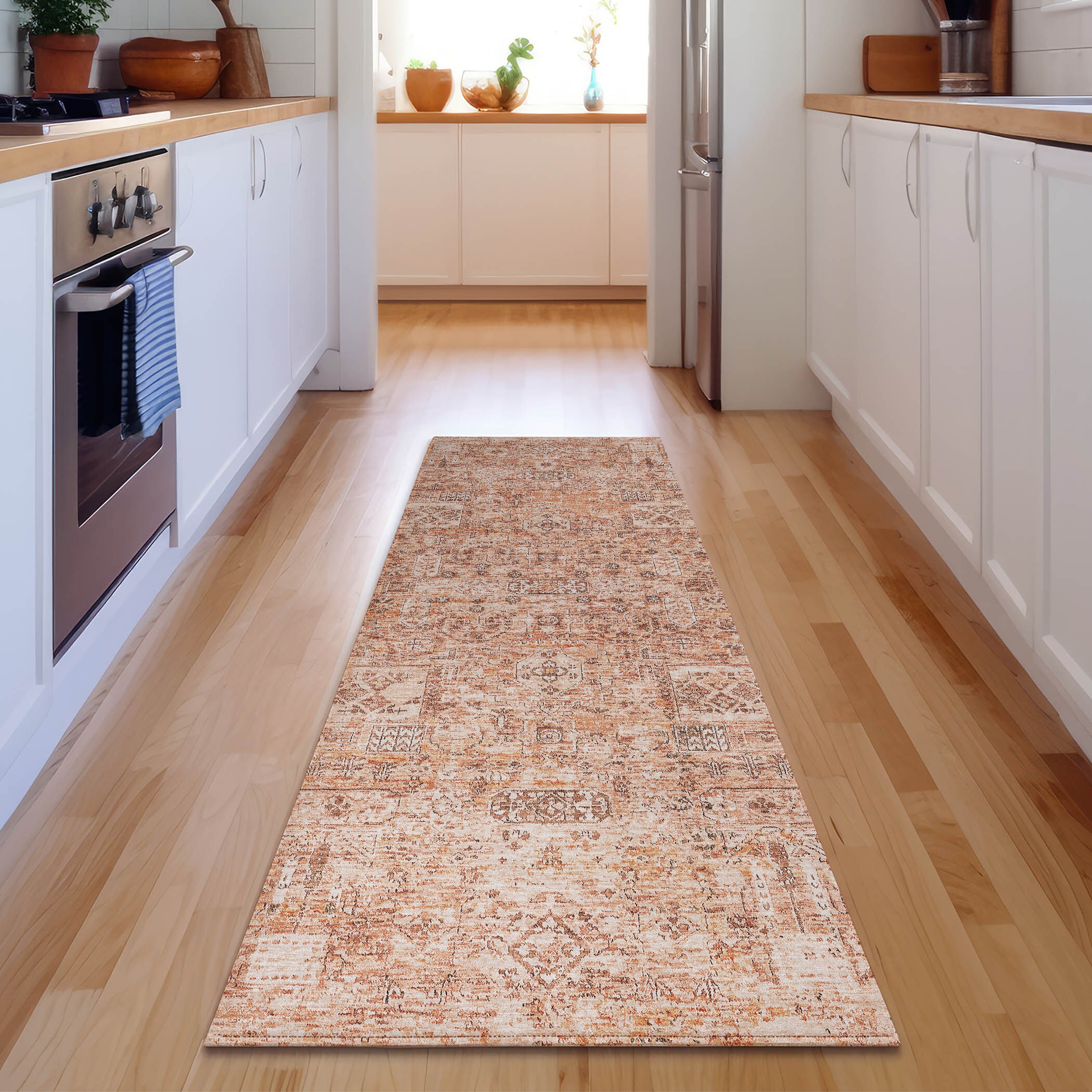 Addison Rugs AMF611SM2X8 Mayfield AMF611SM 2 x 7 (ft) Loomed Polyester Salmon Rectangular Indoor Geometric Machine washable Area rug