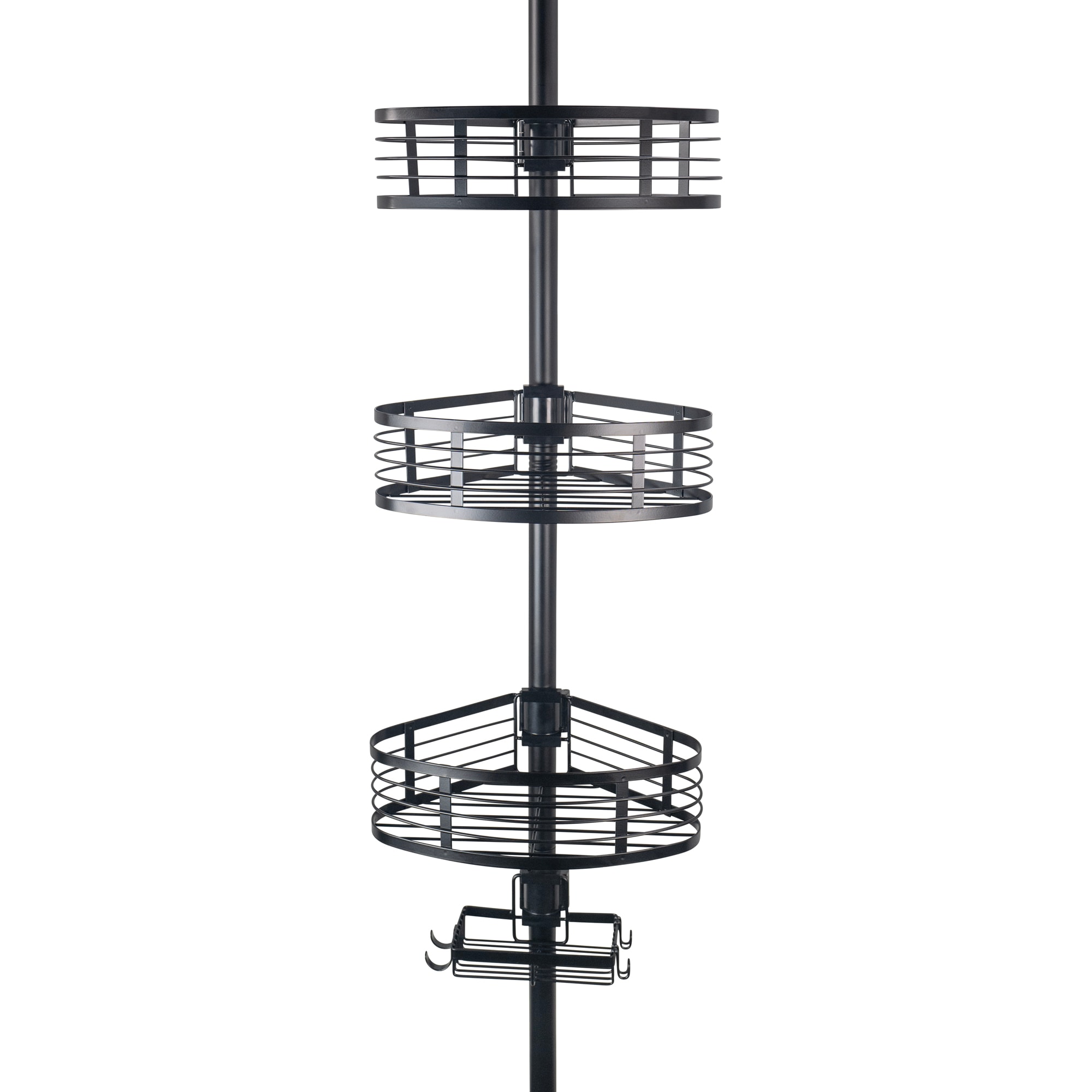 Style Selections Matte Black Composite Tension Pole Freestanding Shower Caddy 8.2-in x 11.4-in x 103-in