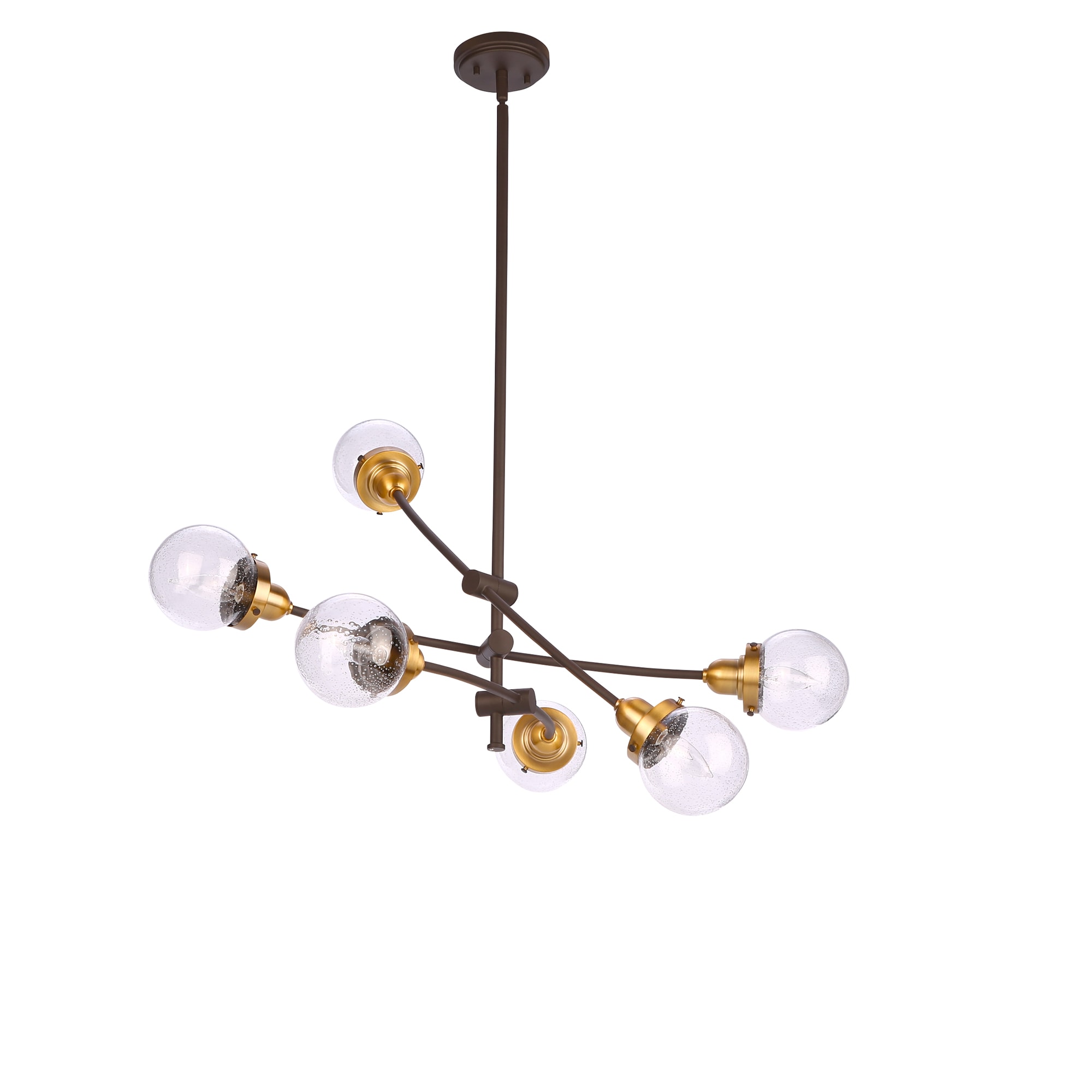 Bronze and Black Adjustable Sputnik Chandelier with Clear Glass Globes